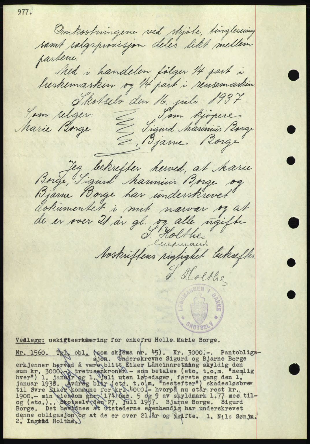 Eiker, Modum og Sigdal sorenskriveri, SAKO/A-123/G/Ga/Gab/L0035: Mortgage book no. A5, 1937-1937, Diary no: : 1560/1937