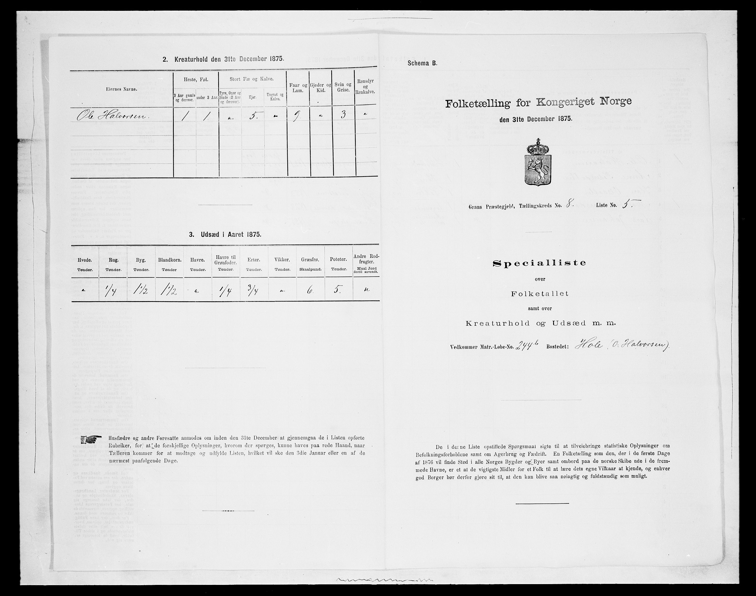 SAH, 1875 census for 0534P Gran, 1875, p. 1489
