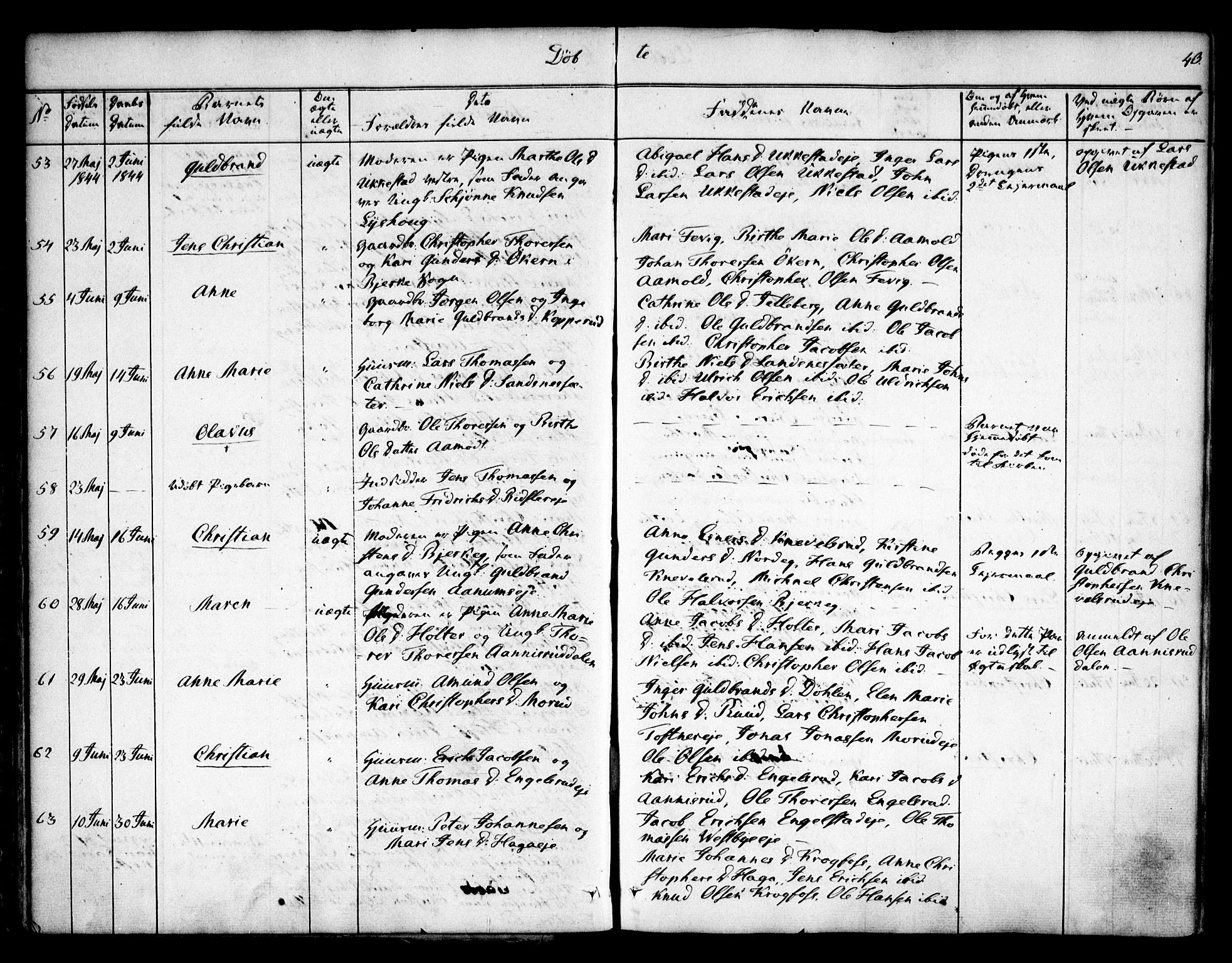 Nannestad prestekontor Kirkebøker, SAO/A-10414a/F/Fa/L0010: Parish register (official) no. I 10, 1840-1850, p. 43
