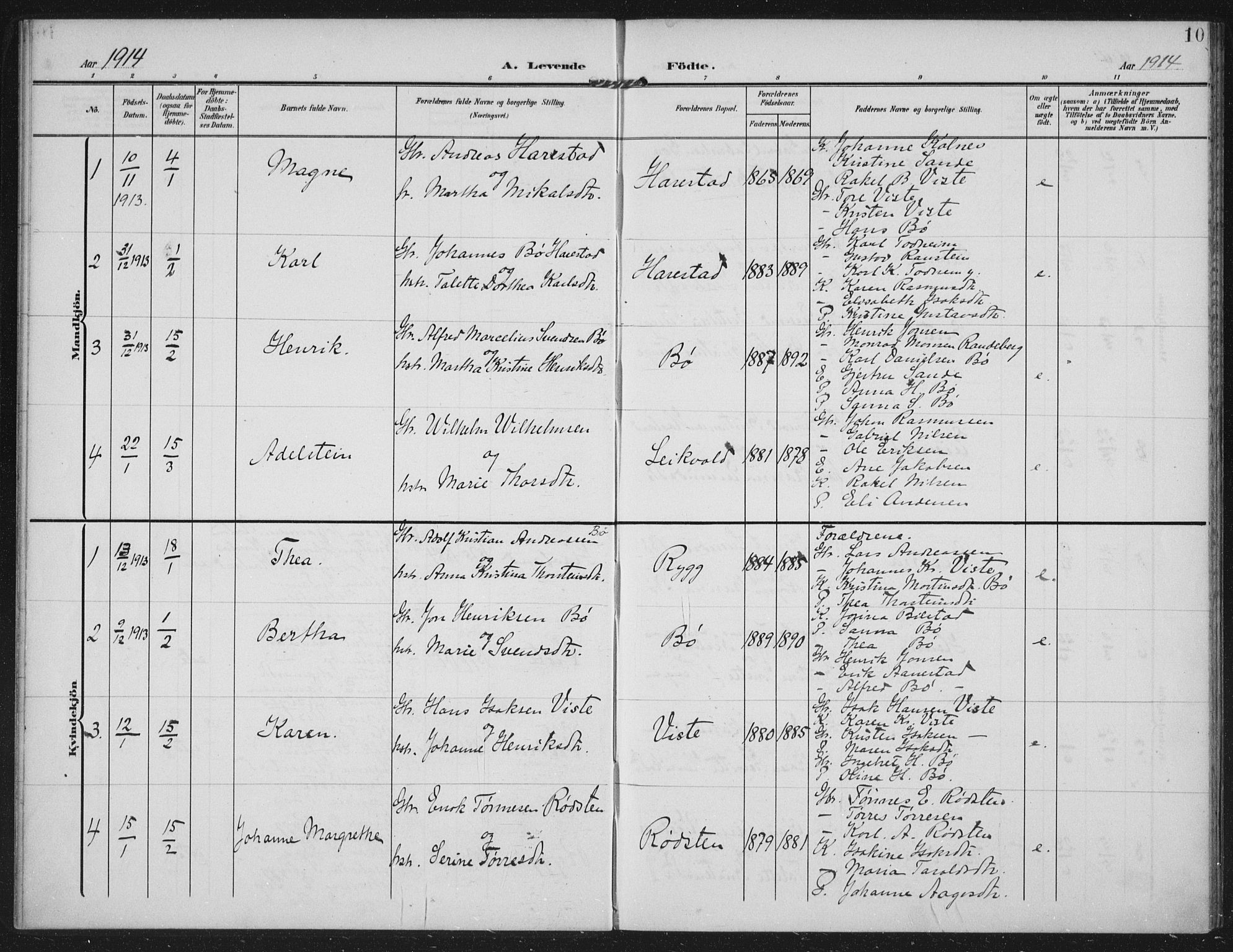 Hetland sokneprestkontor, AV/SAST-A-101826/30/30BA: Parish register (official) no. A 14, 1905-1919, p. 10
