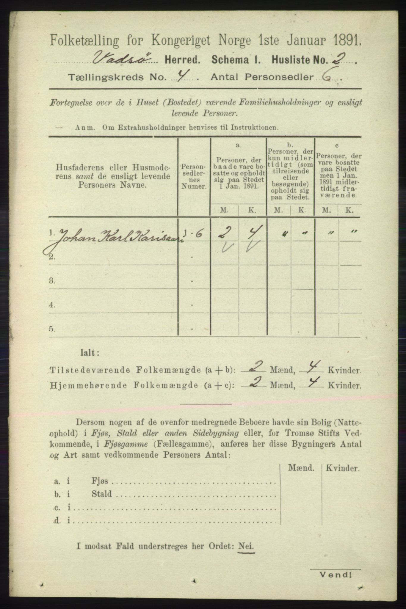 RA, 1891 census for 2029 Vadsø, 1891, p. 1145