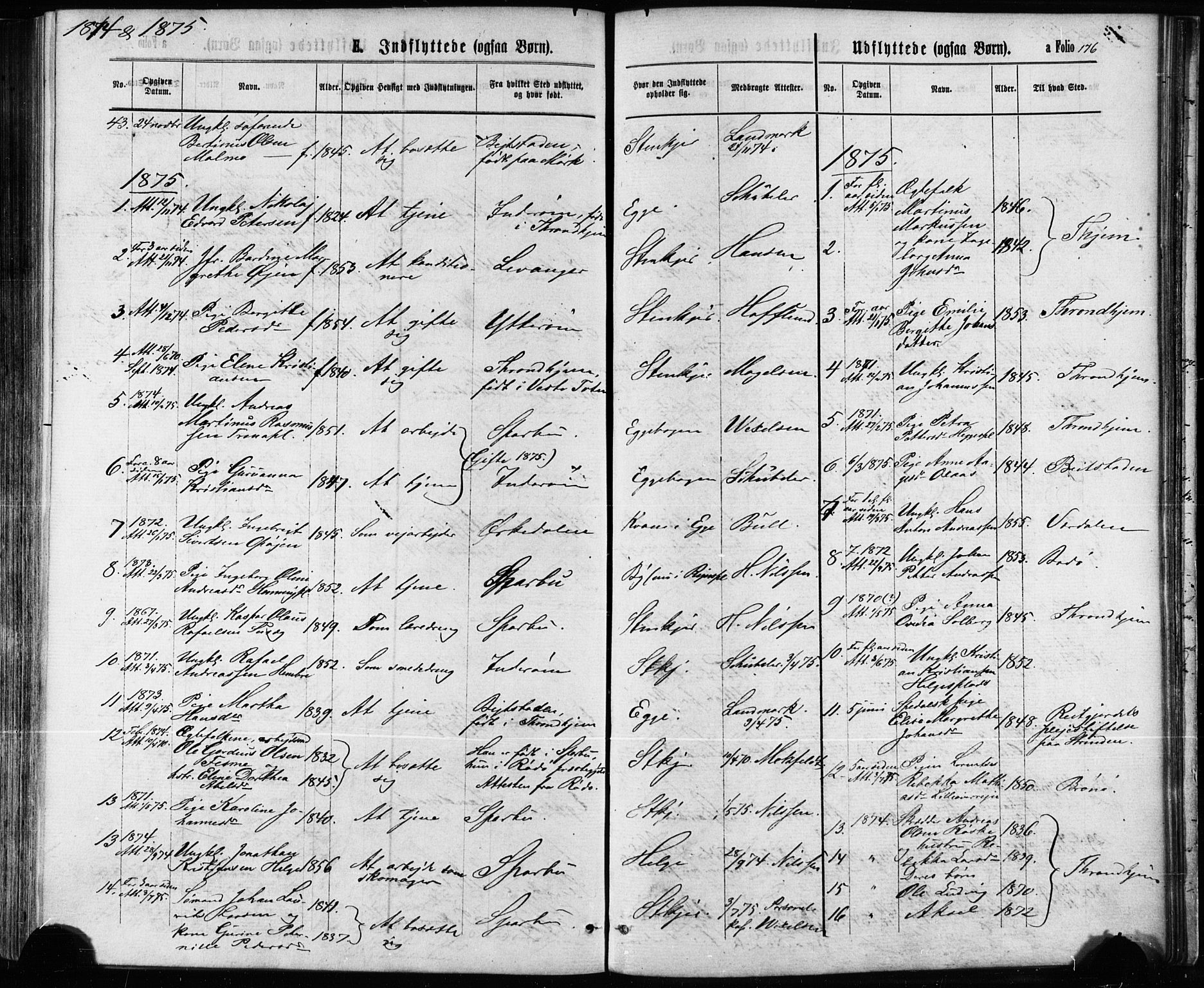 Ministerialprotokoller, klokkerbøker og fødselsregistre - Nord-Trøndelag, SAT/A-1458/739/L0370: Parish register (official) no. 739A02, 1868-1881, p. 176