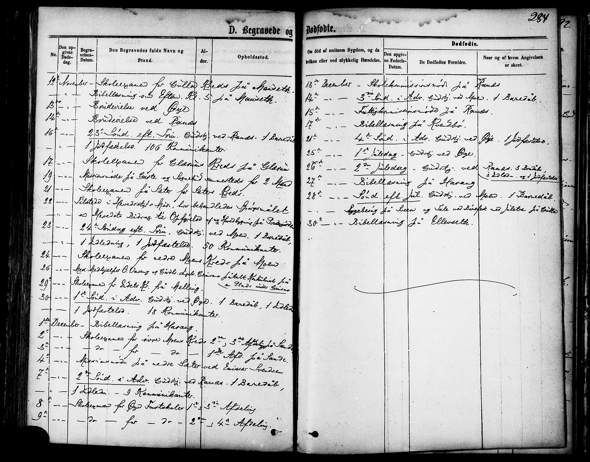 Ministerialprotokoller, klokkerbøker og fødselsregistre - Møre og Romsdal, AV/SAT-A-1454/595/L1046: Parish register (official) no. 595A08, 1874-1884, p. 284