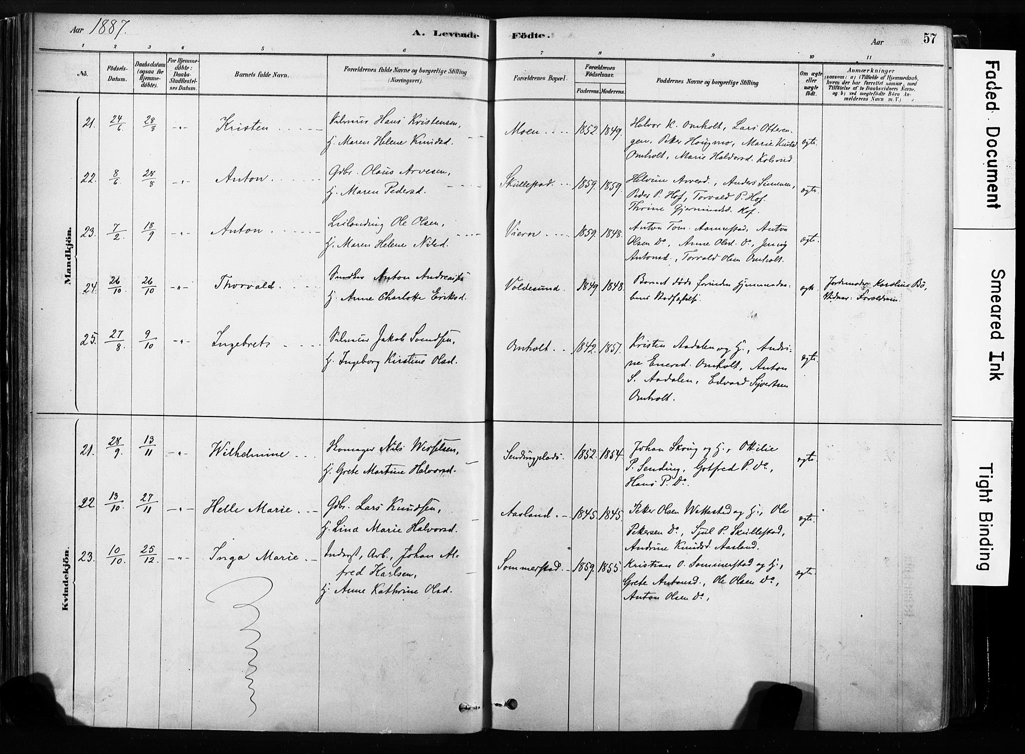 Sandsvær kirkebøker, AV/SAKO-A-244/F/Fb/L0001: Parish register (official) no. II 1, 1878-1906, p. 57