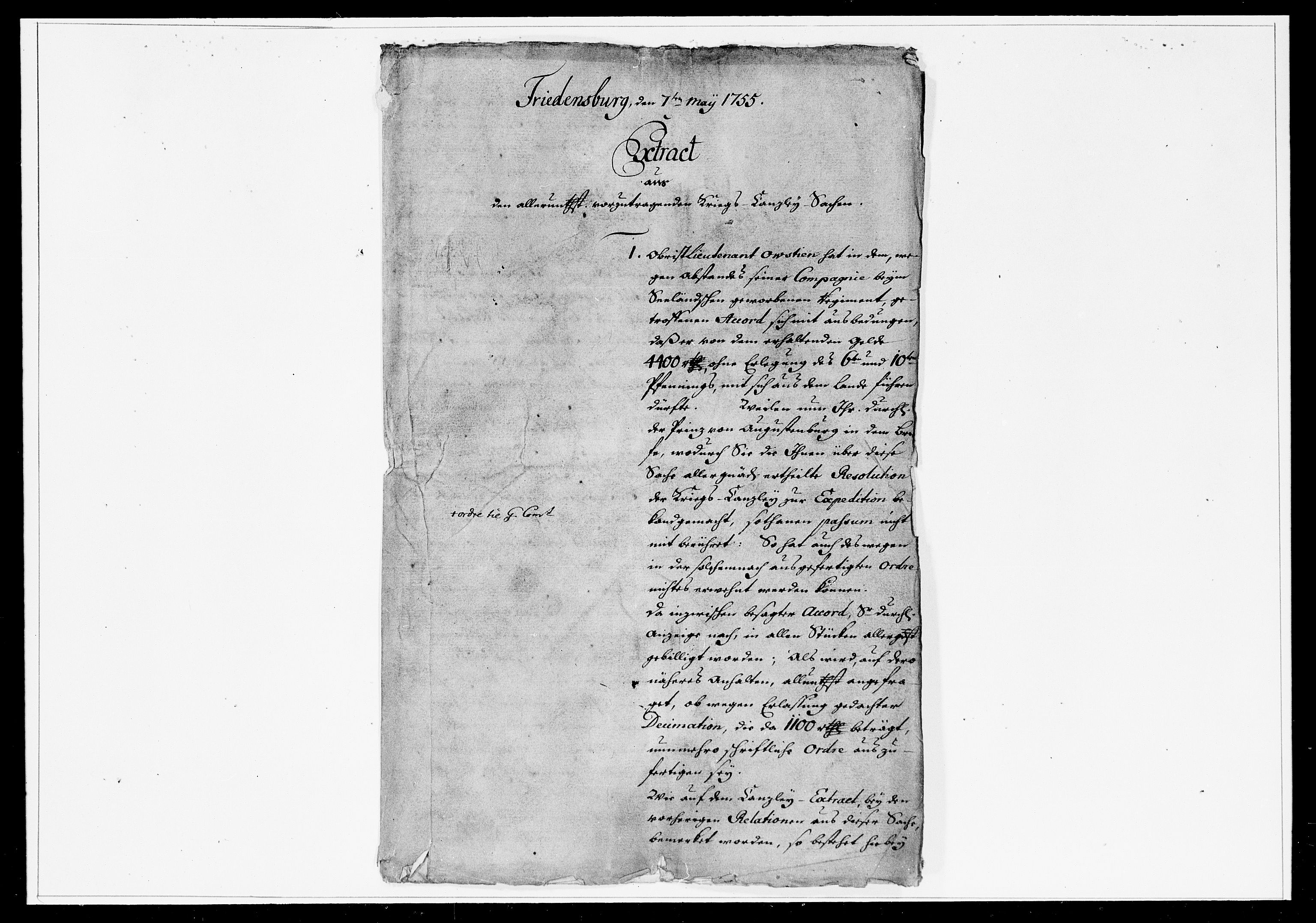 Krigskollegiet, Krigskancelliet, DRA/A-0006/-/1259-1268: Refererede sager, 1755, p. 198