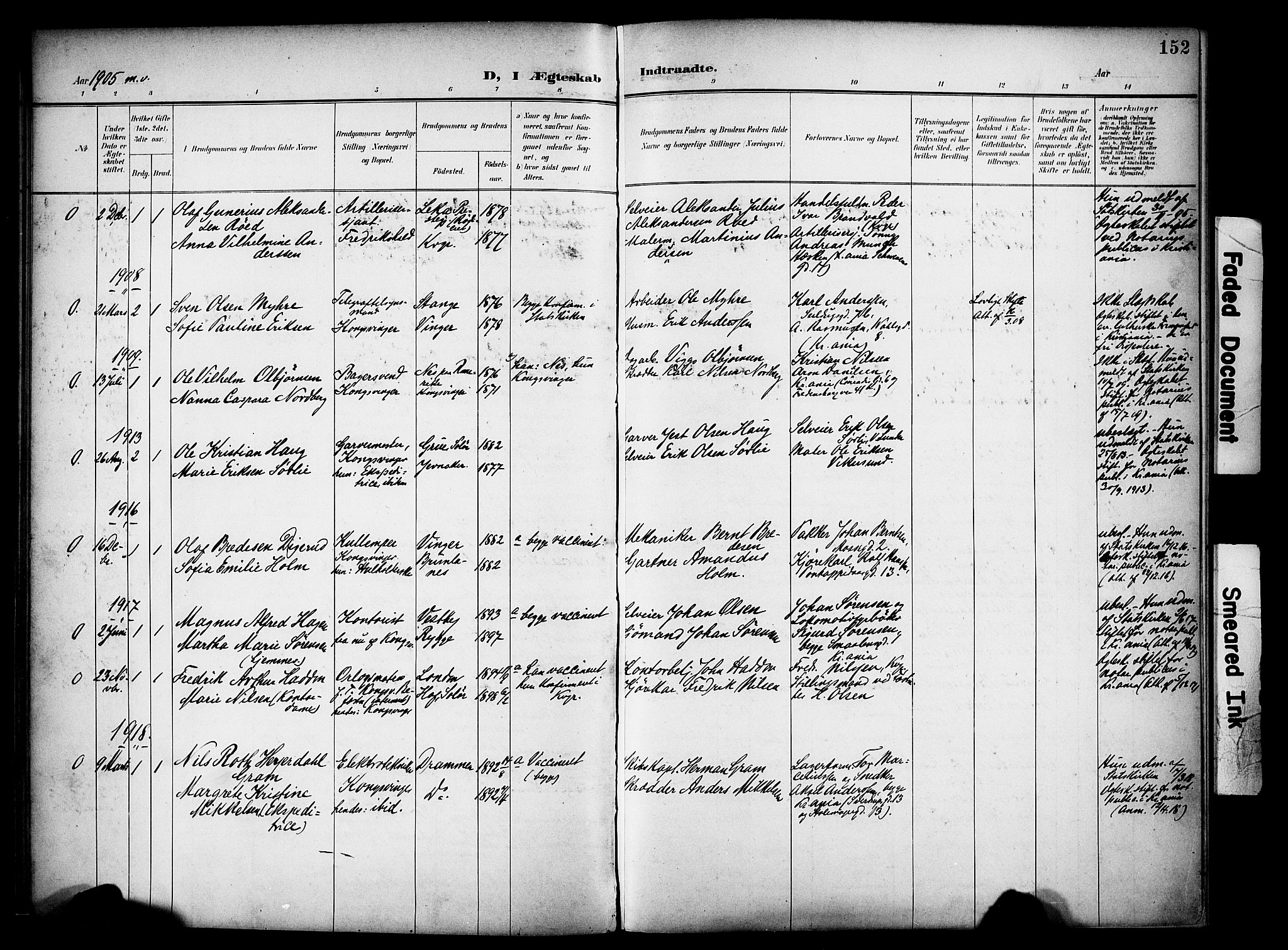 Vinger prestekontor, AV/SAH-PREST-024/H/Ha/Haa/L0016: Parish register (official) no. 16, 1898-1920, p. 152