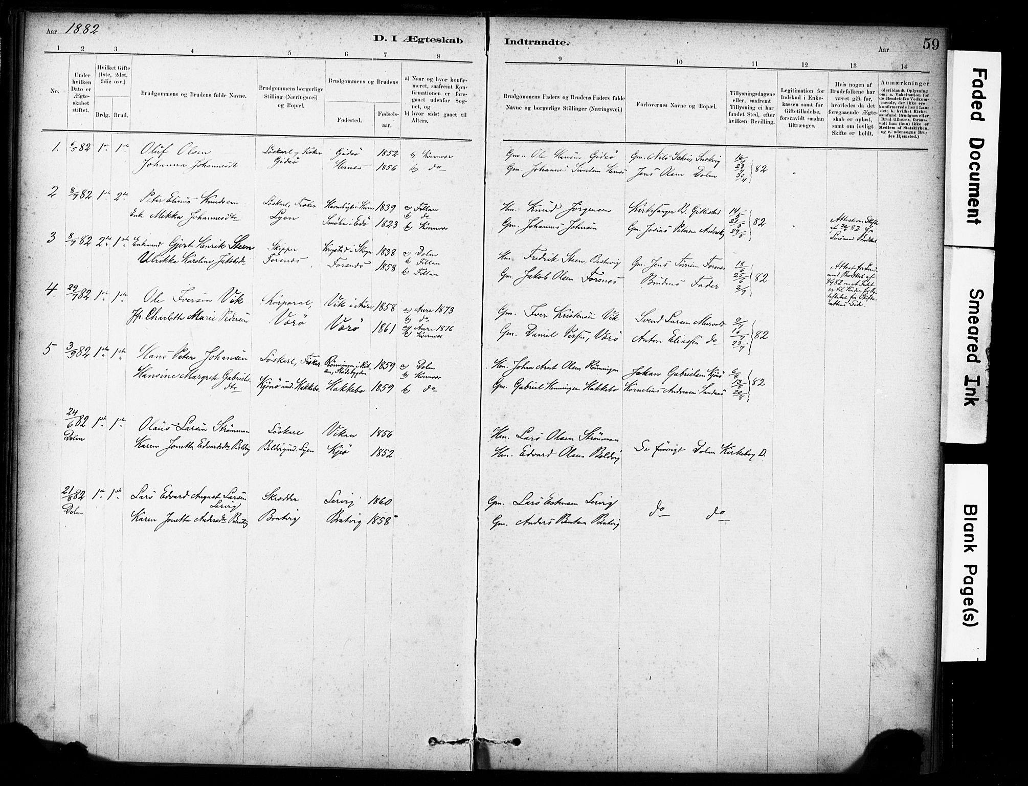 Ministerialprotokoller, klokkerbøker og fødselsregistre - Sør-Trøndelag, SAT/A-1456/635/L0551: Parish register (official) no. 635A01, 1882-1899, p. 59