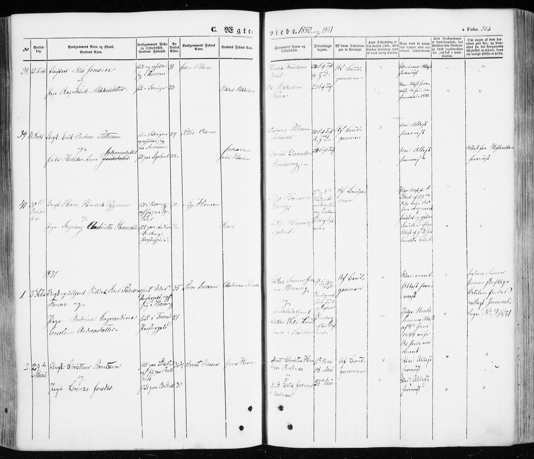 Ibestad sokneprestembete, SATØ/S-0077/H/Ha/Haa/L0008kirke: Parish register (official) no. 8, 1850-1859, p. 326