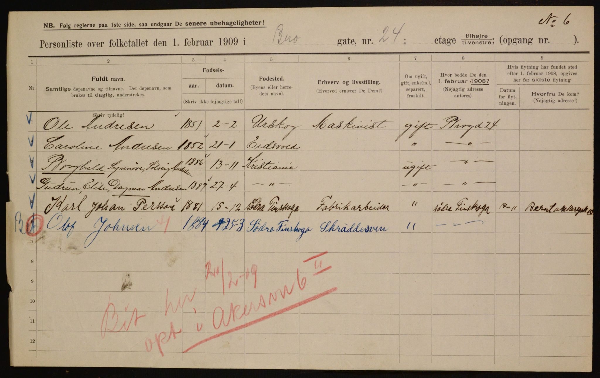 OBA, Municipal Census 1909 for Kristiania, 1909, p. 9306