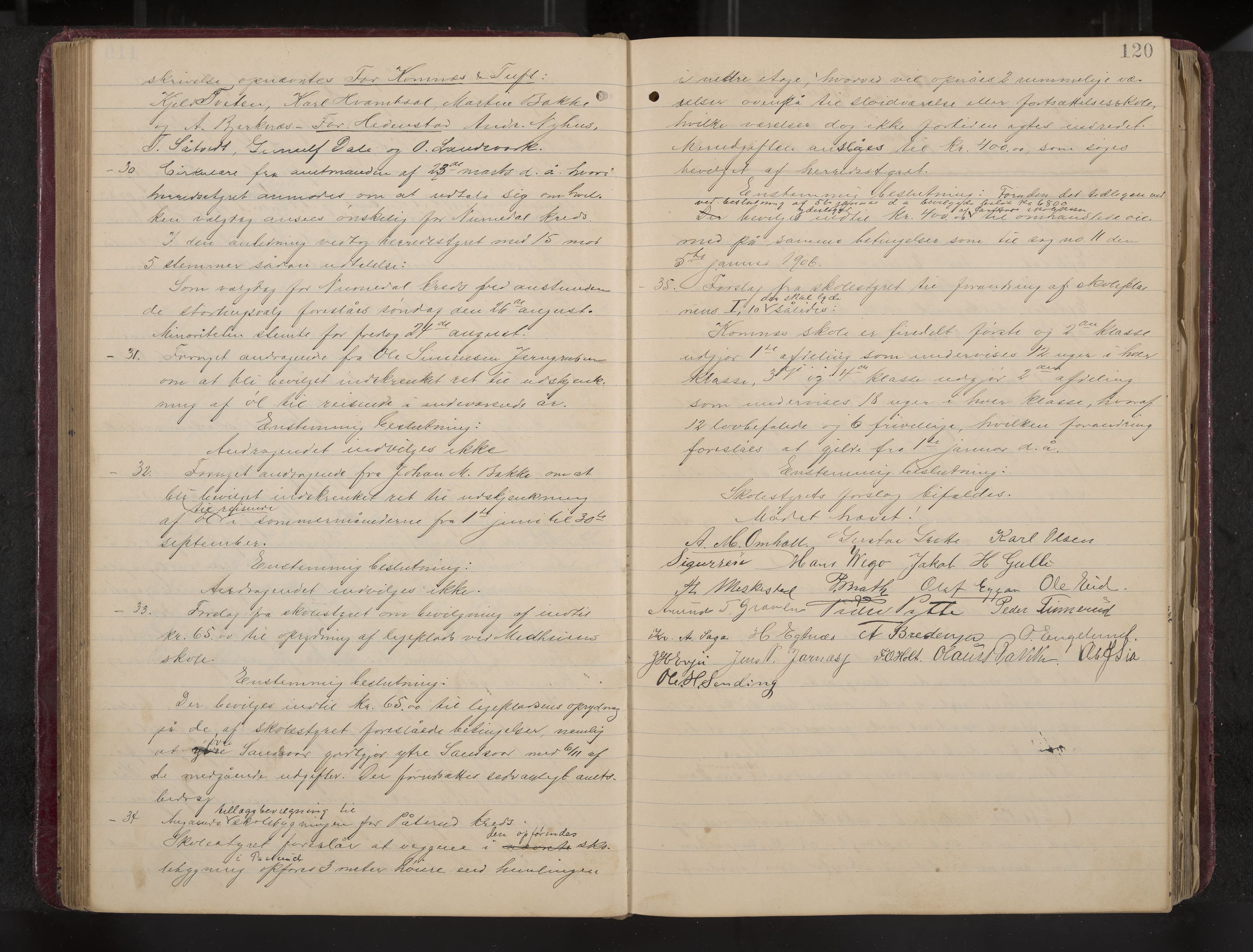 Ytre Sandsvær formannskap og sentraladministrasjon, IKAK/0629021/A/Aa/L0001: Møtebok med register, 1902-1919, p. 120