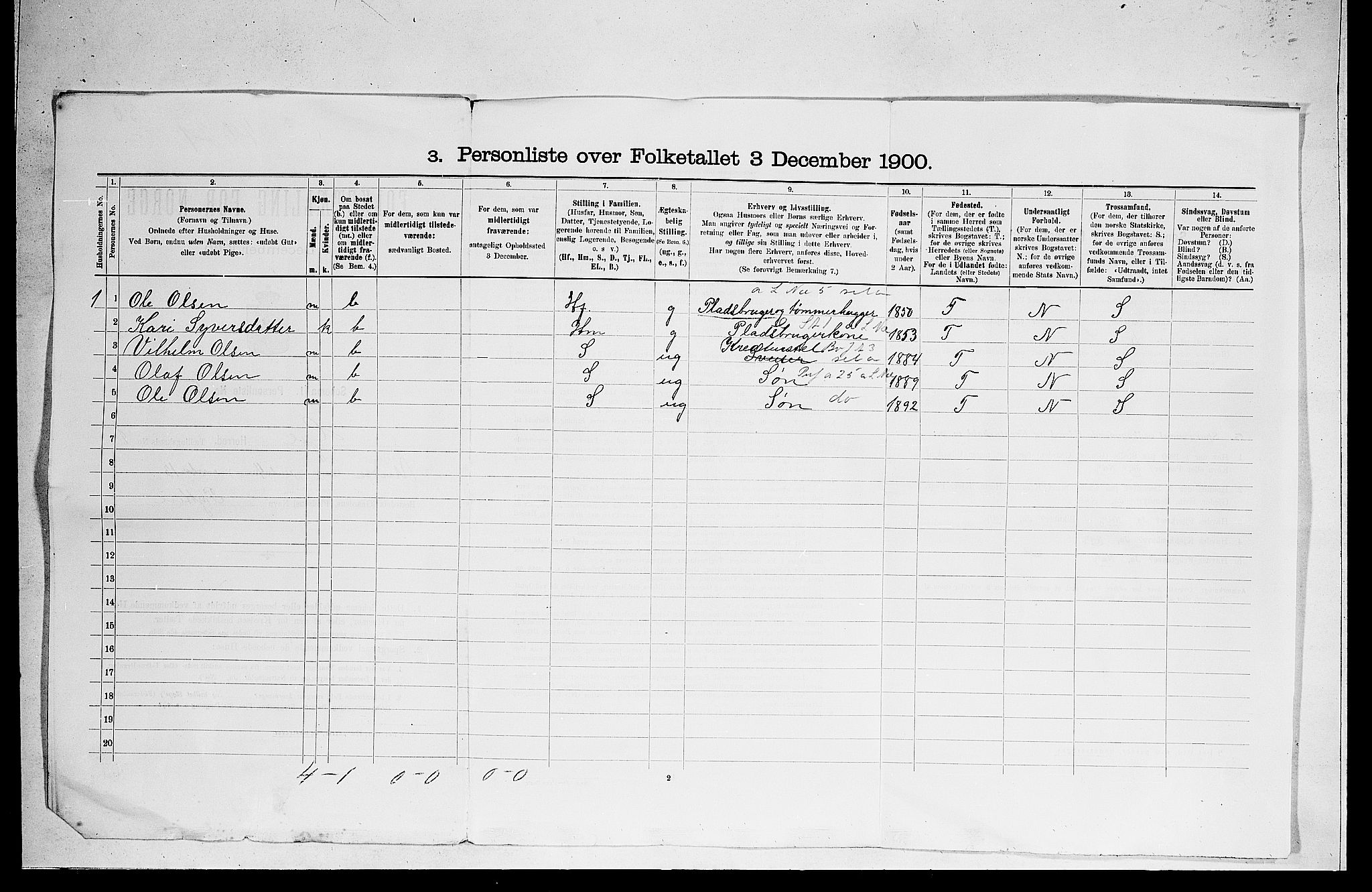 RA, 1900 census for Gol, 1900, p. 30