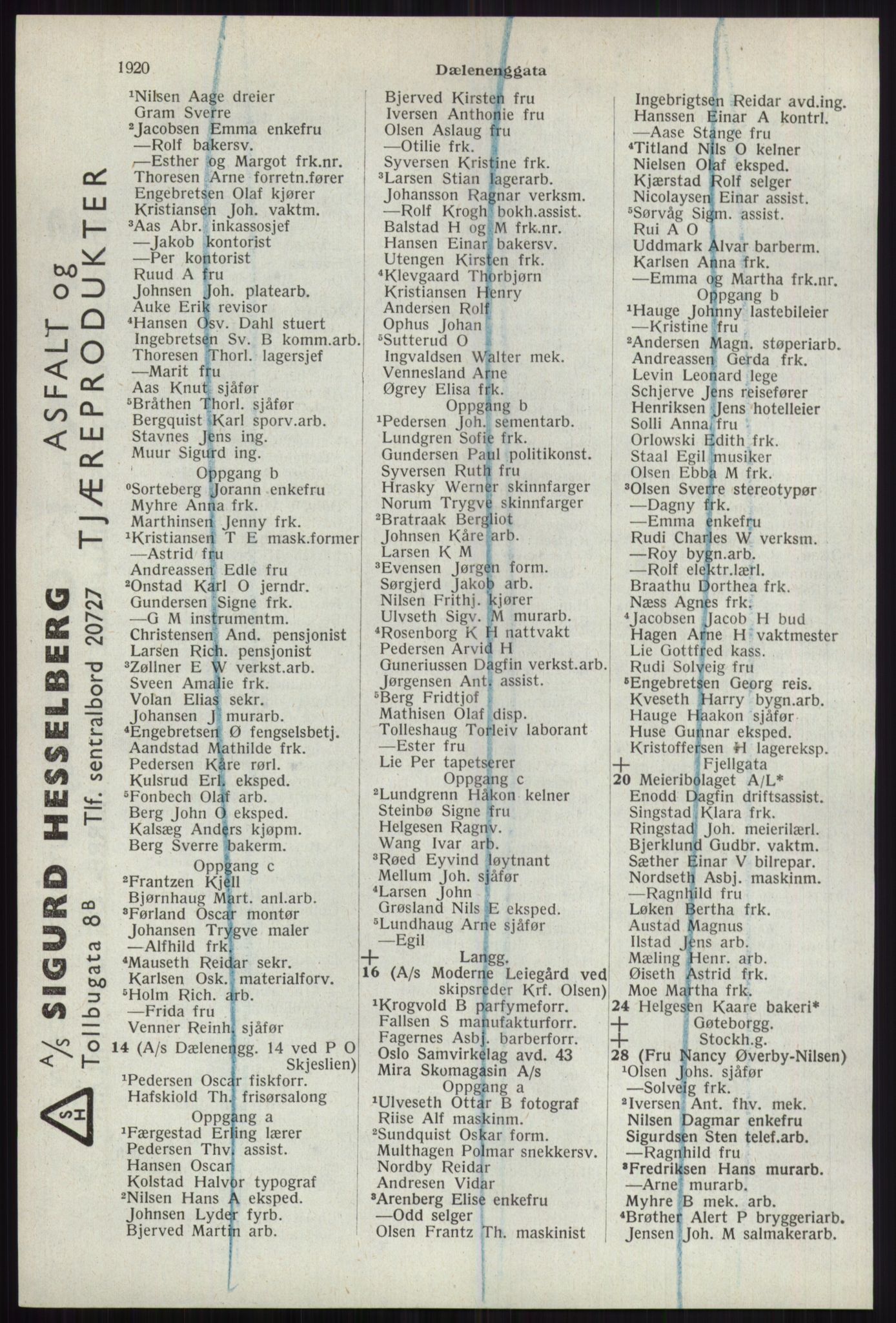 Kristiania/Oslo adressebok, PUBL/-, 1941, p. 1920