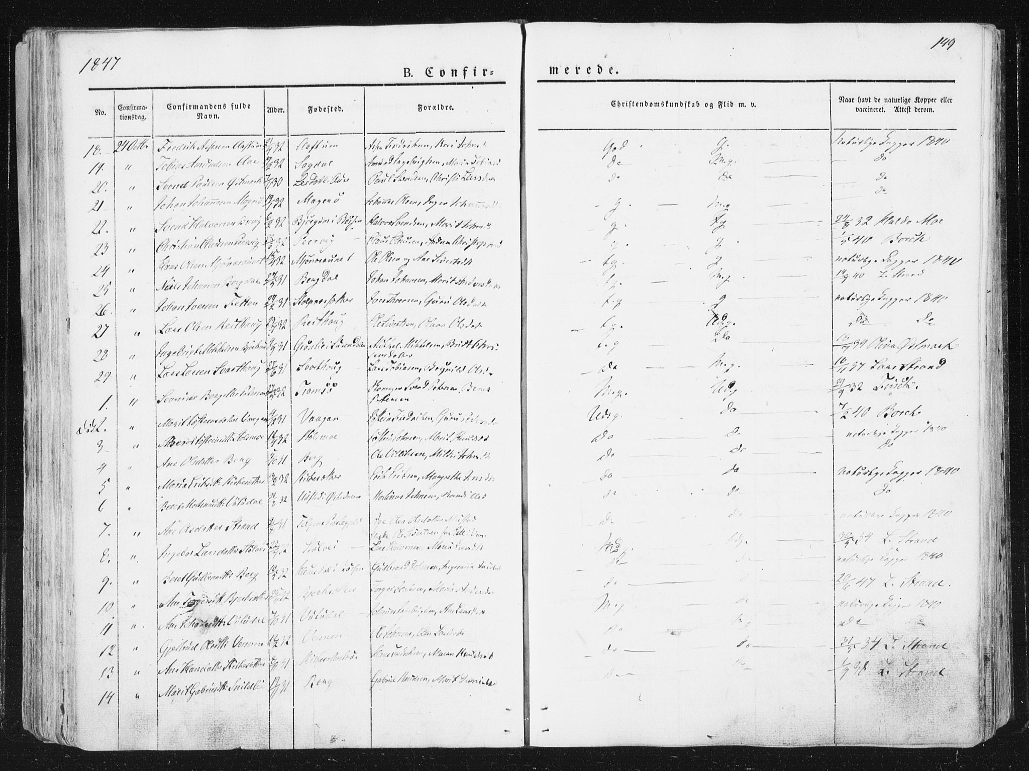Ministerialprotokoller, klokkerbøker og fødselsregistre - Sør-Trøndelag, SAT/A-1456/630/L0493: Parish register (official) no. 630A06, 1841-1851, p. 149