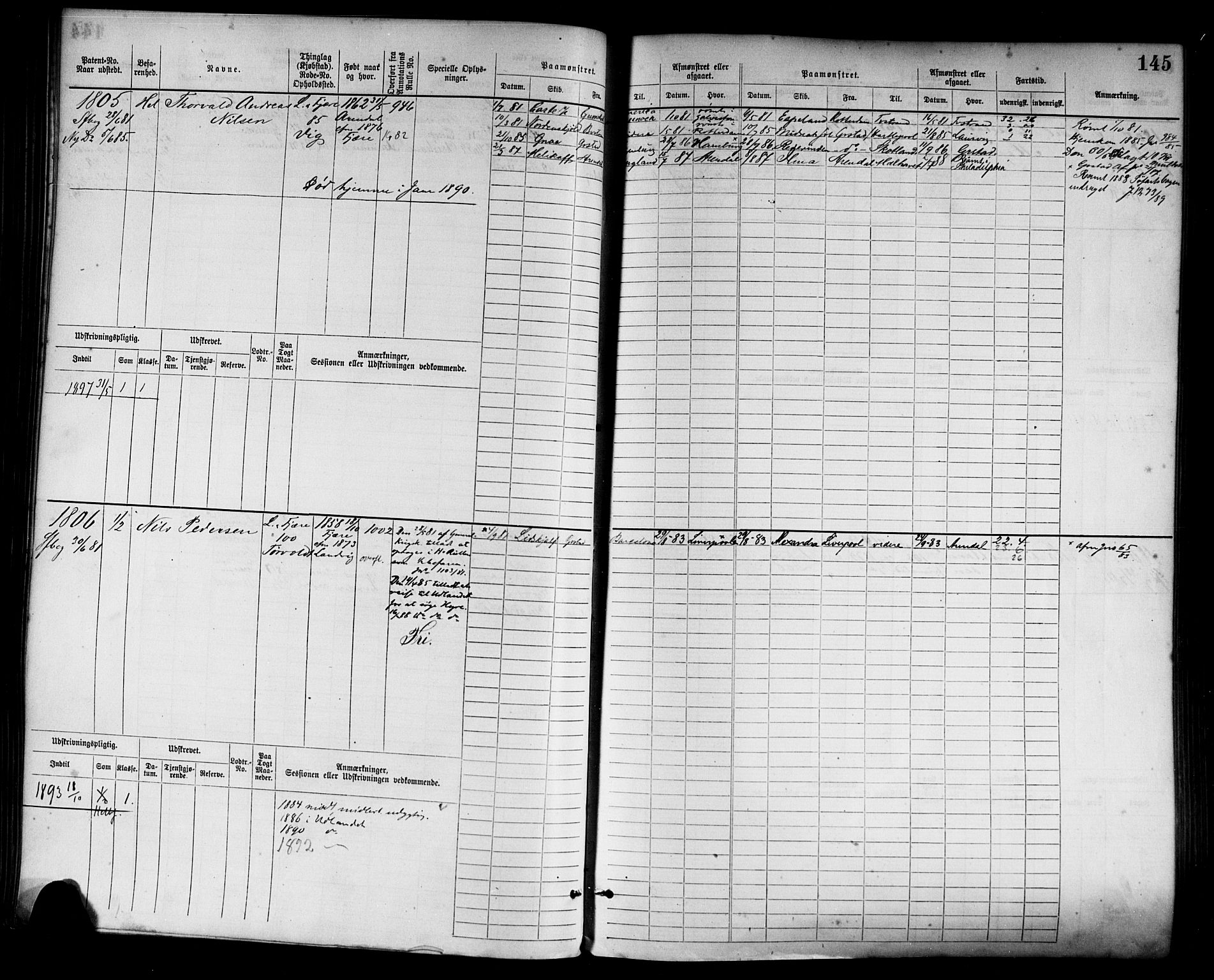 Grimstad mønstringskrets, AV/SAK-2031-0013/F/Fb/L0003: Hovedrulle nr 1517-2276, F-6, 1877-1888, p. 151