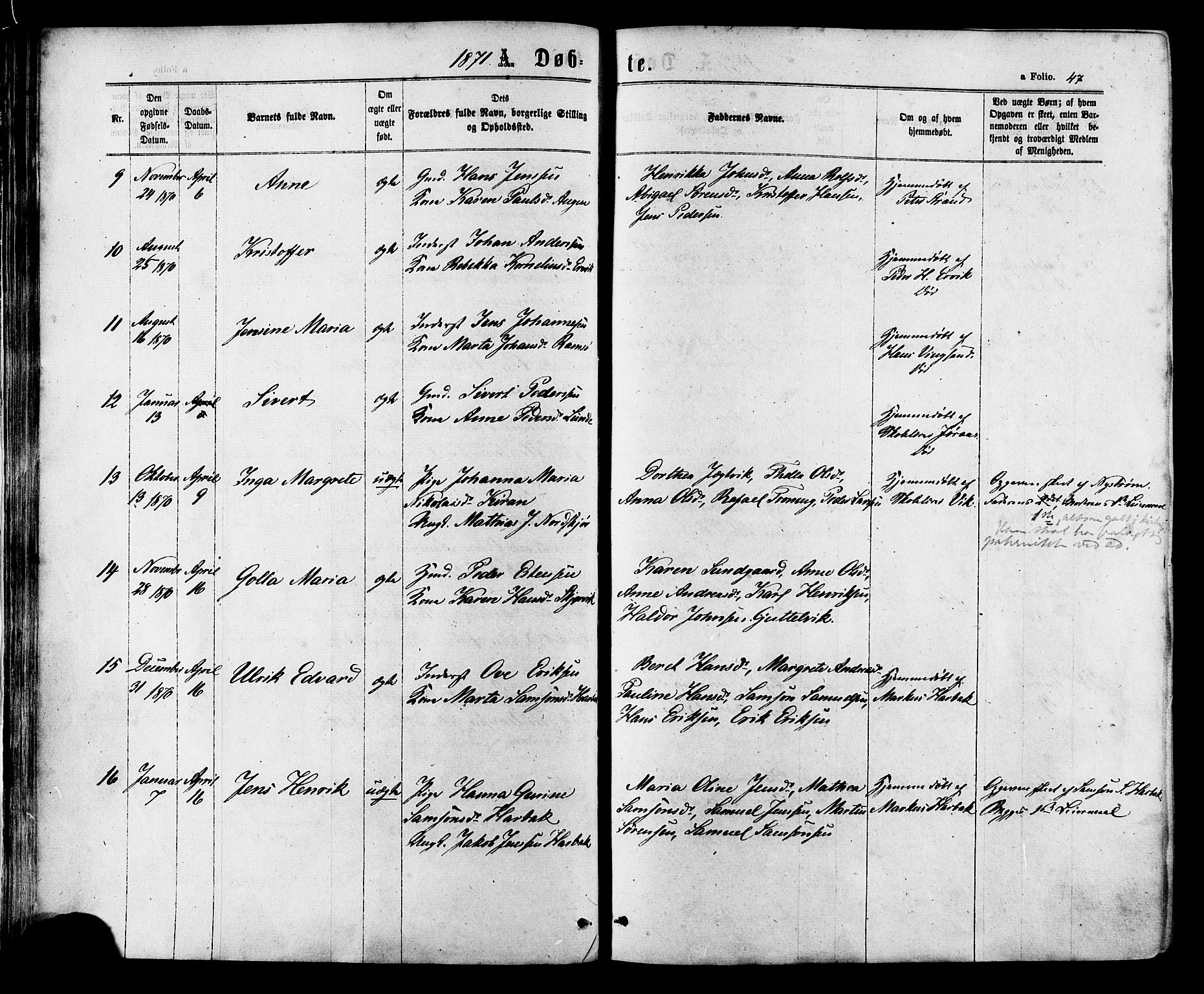 Ministerialprotokoller, klokkerbøker og fødselsregistre - Sør-Trøndelag, SAT/A-1456/657/L0706: Parish register (official) no. 657A07, 1867-1878, p. 47