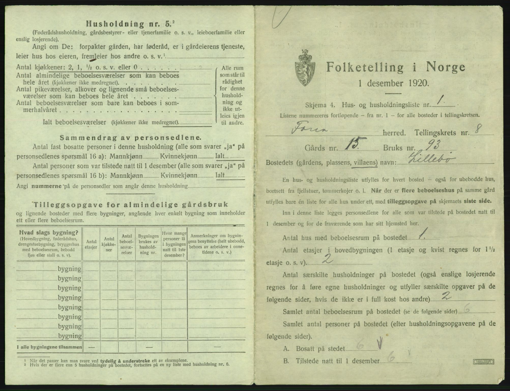 SAB, 1920 census for Fana, 1920, p. 1349