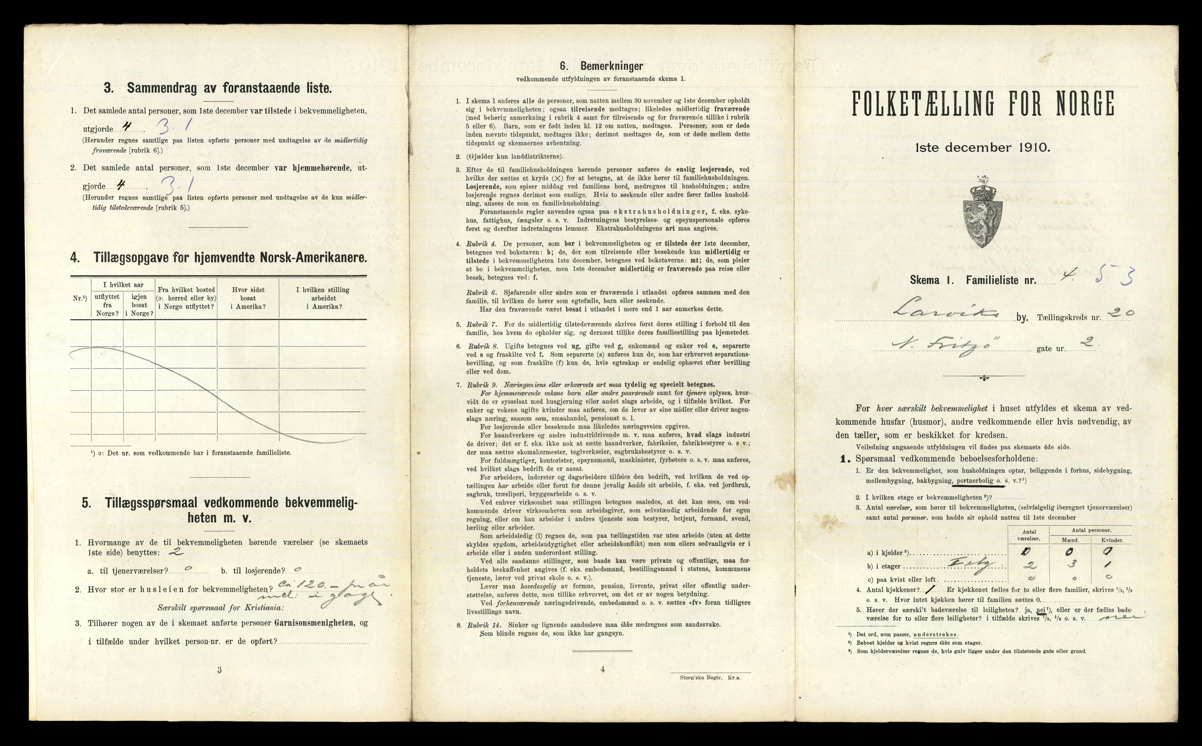 RA, 1910 census for Larvik, 1910, p. 6659