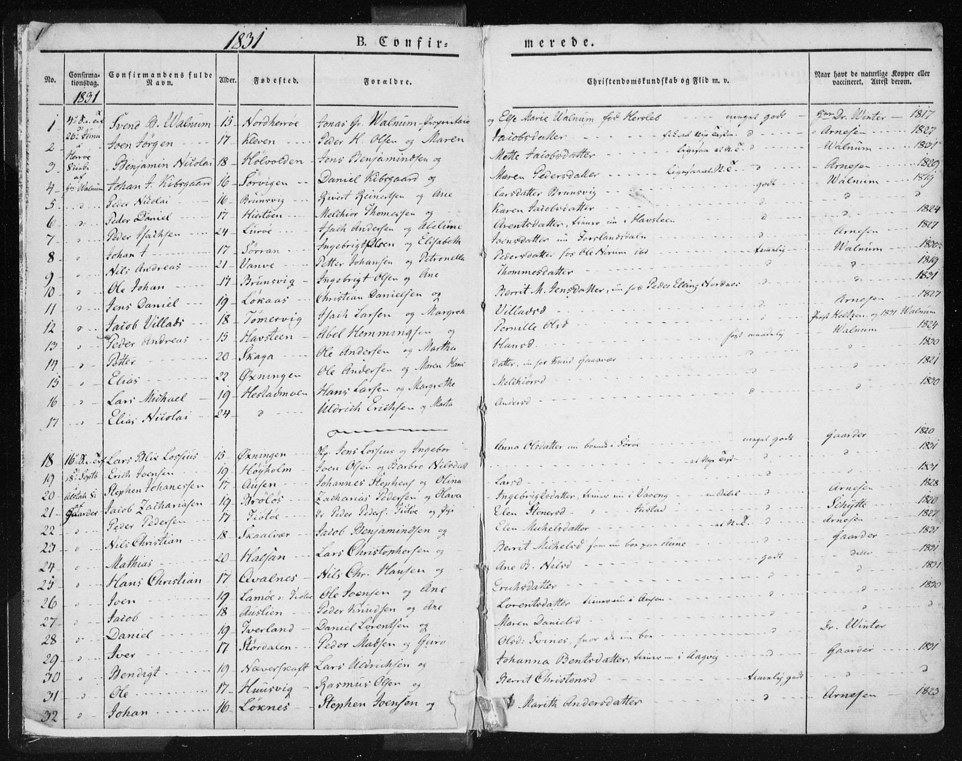 Ministerialprotokoller, klokkerbøker og fødselsregistre - Nordland, SAT/A-1459/830/L0447: Parish register (official) no. 830A11, 1831-1854, p. 1