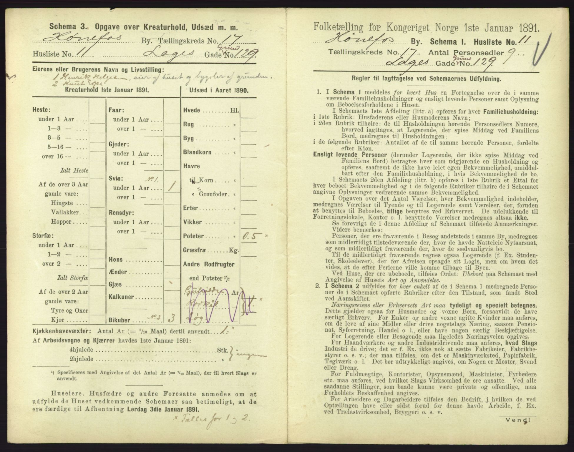 RA, 1891 census for 0601 Hønefoss, 1891, p. 377