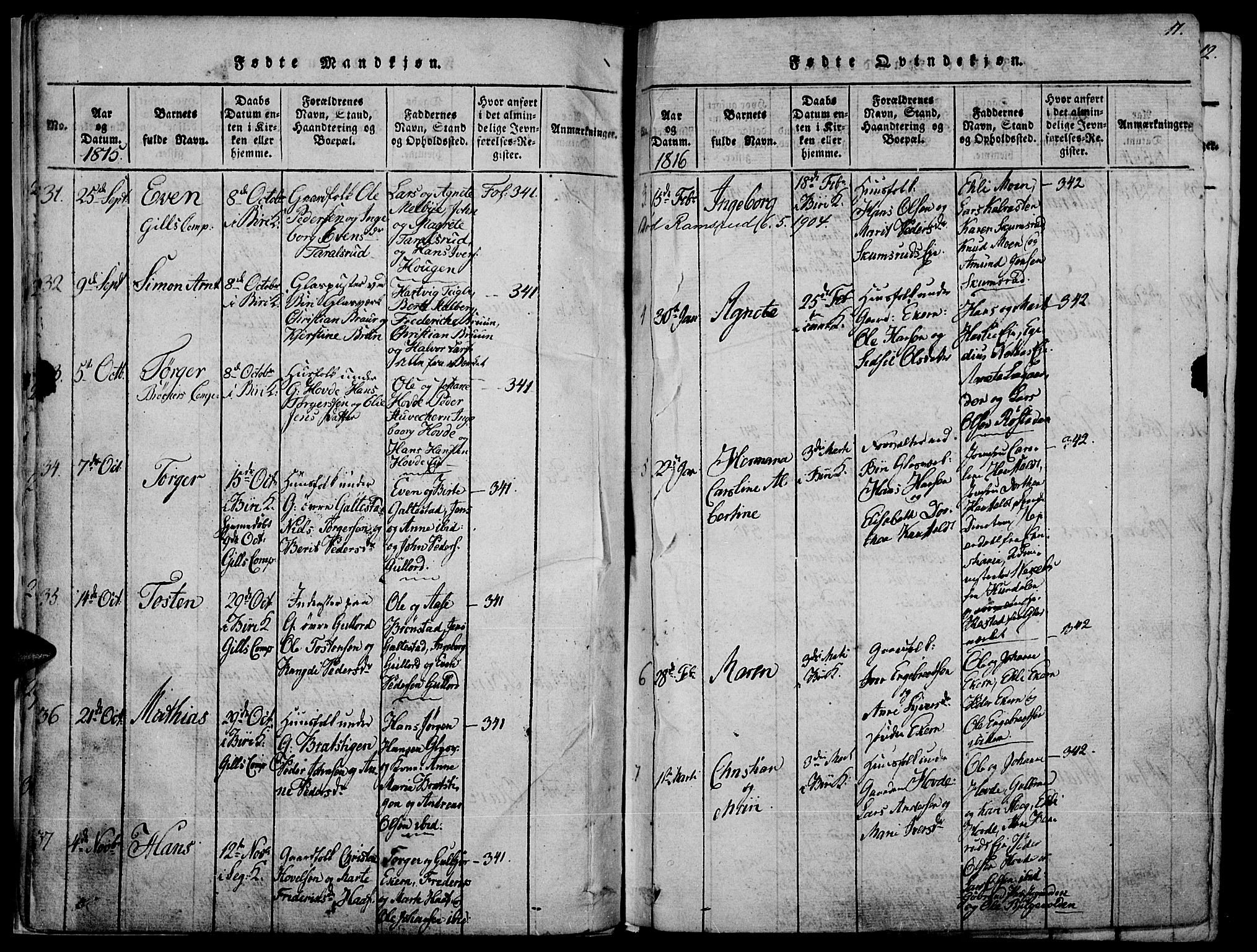 Biri prestekontor, SAH/PREST-096/H/Ha/Haa/L0003: Parish register (official) no. 3, 1814-1828, p. 11