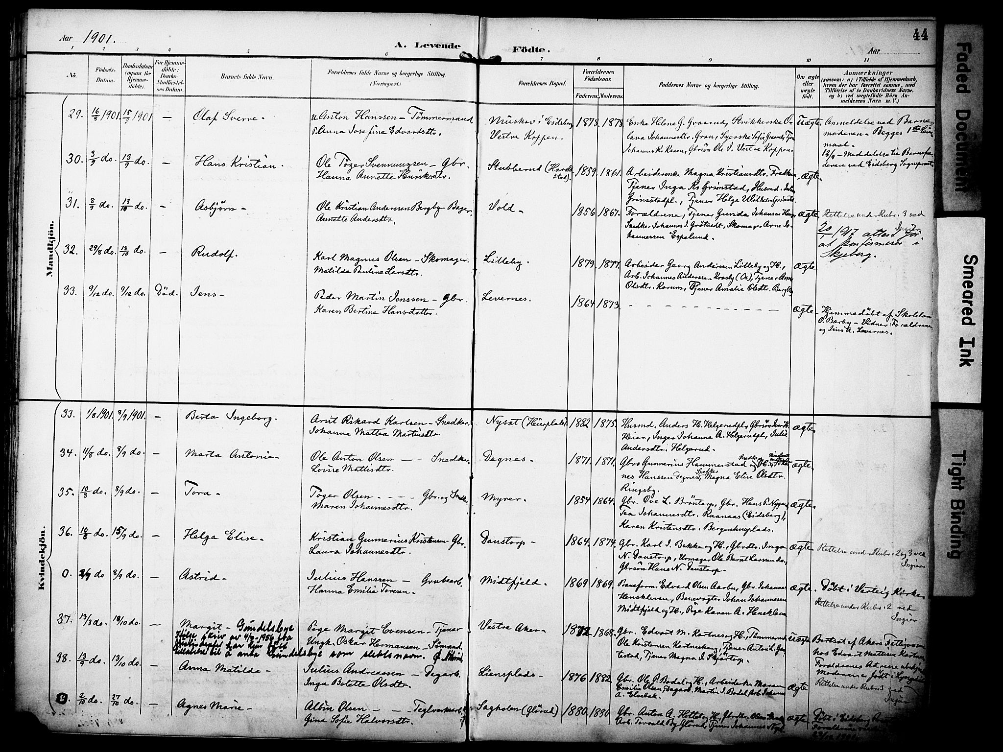 Rakkestad prestekontor Kirkebøker, AV/SAO-A-2008/F/Fa/L0013: Parish register (official) no. I 13, 1894-1908, p. 44