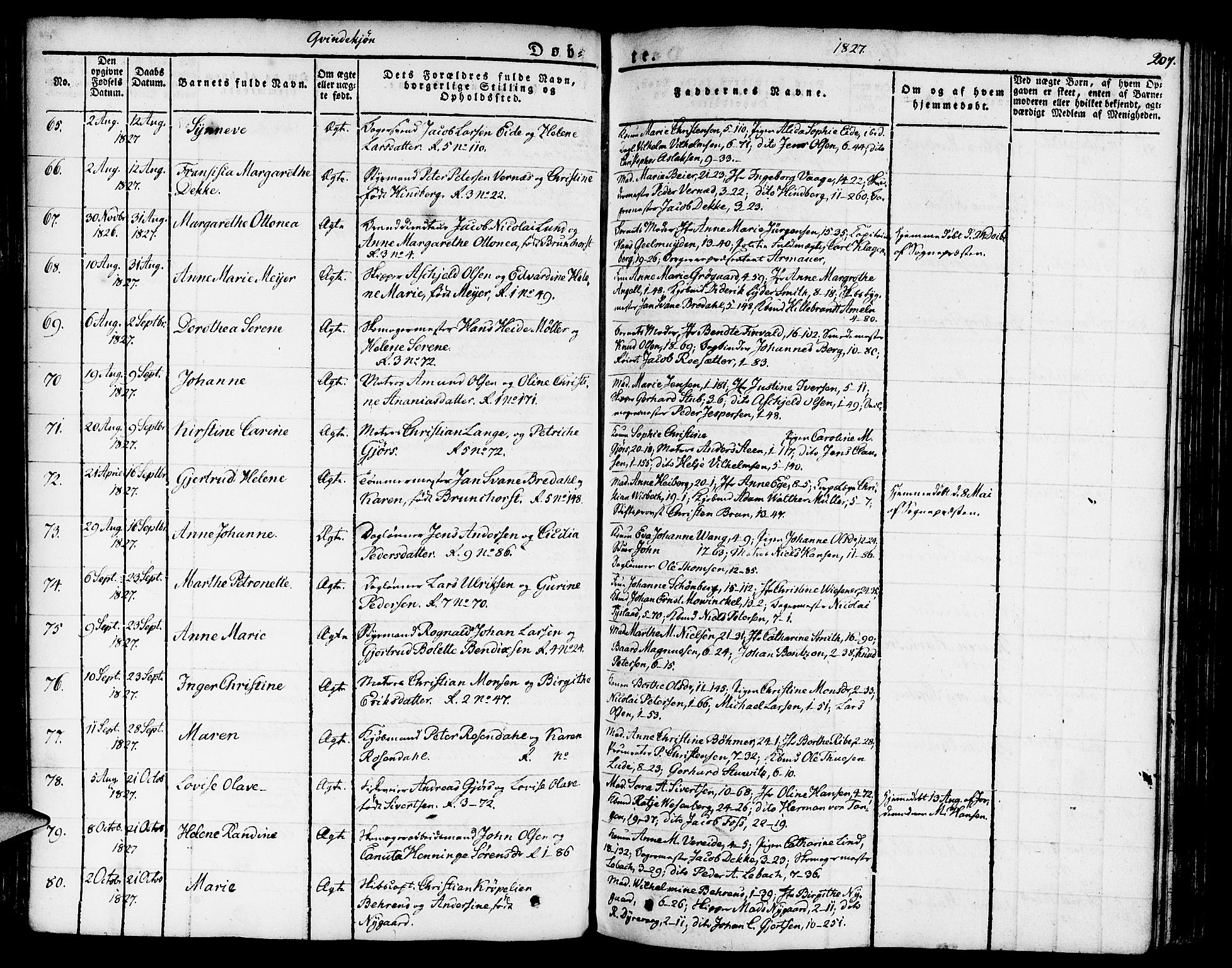 Nykirken Sokneprestembete, SAB/A-77101/H/Haa/L0012: Parish register (official) no. A 12, 1821-1844, p. 207