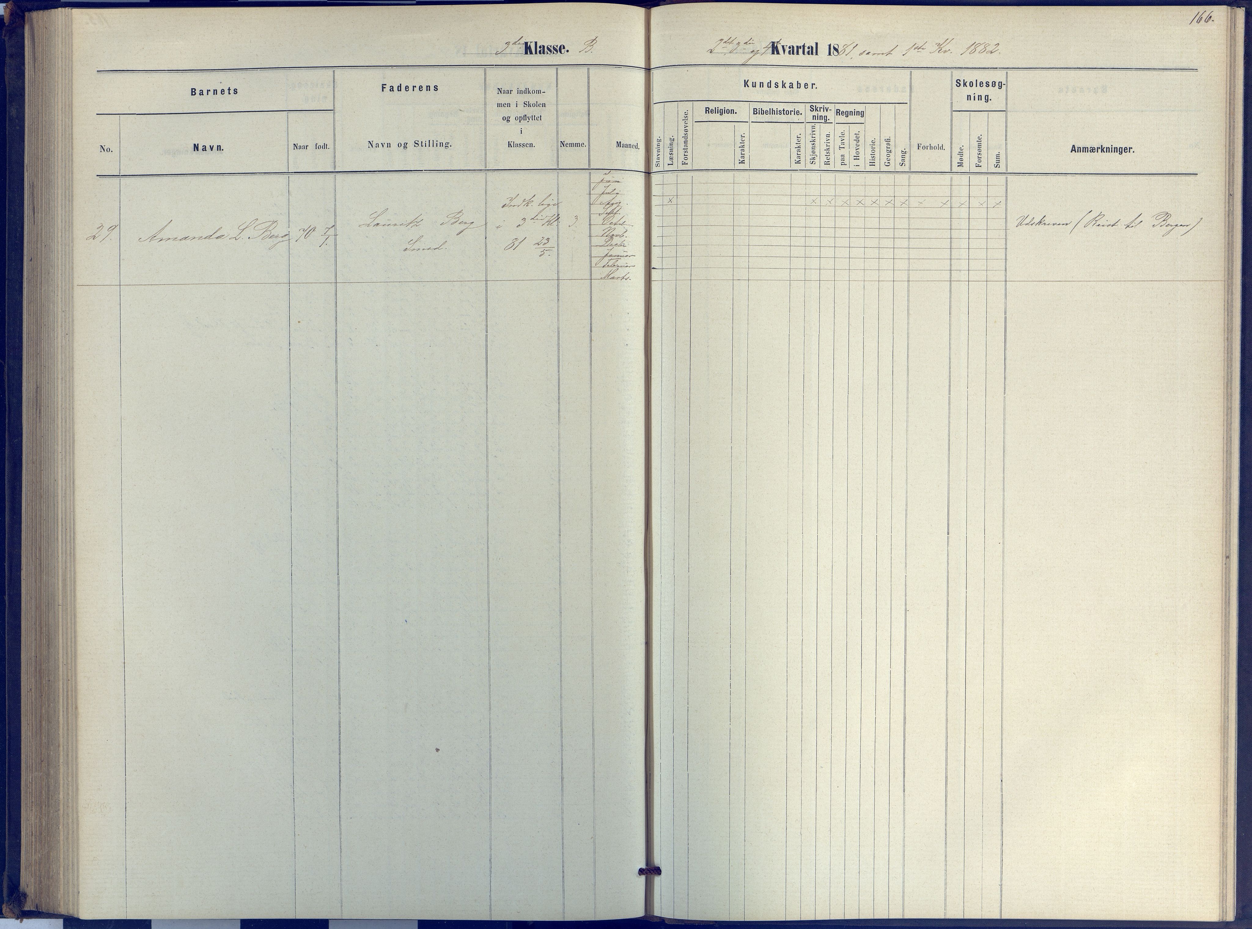 Arendal kommune, Katalog I, AAKS/KA0906-PK-I/07/L0040: Protokoll for 2. og 3. klasse, 1870-1882, p. 166