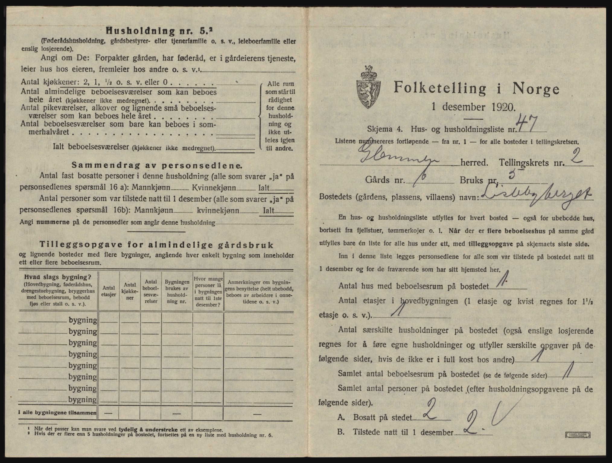 SAO, 1920 census for Glemmen, 1920, p. 291