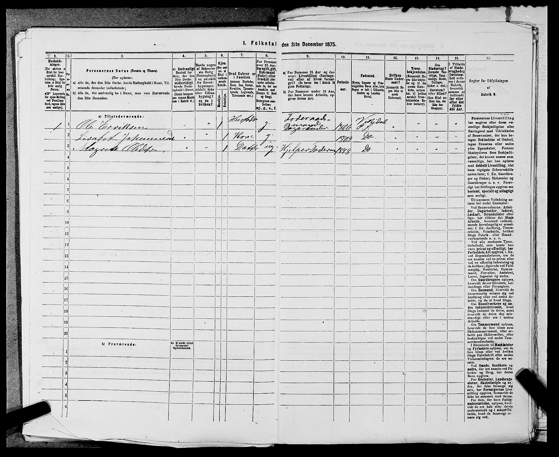 SAST, 1875 census for 1157P Vikedal, 1875, p. 751