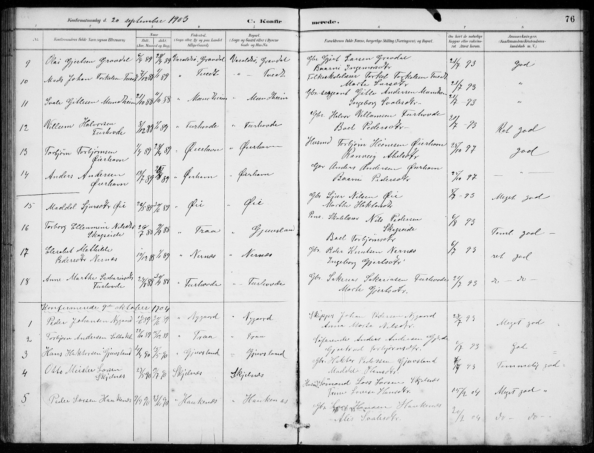 Strandebarm sokneprestembete, SAB/A-78401/H/Hab: Parish register (copy) no. C  1, 1891-1913, p. 76