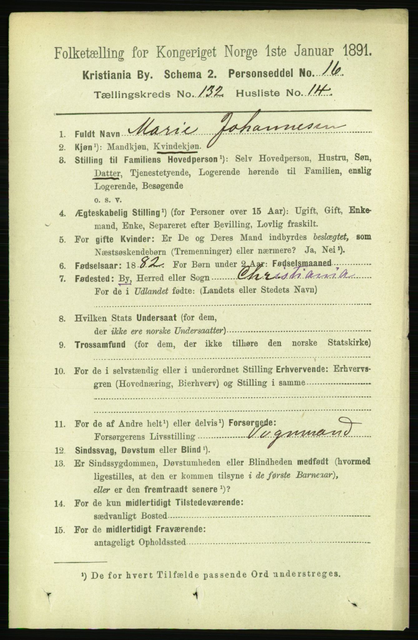 RA, 1891 census for 0301 Kristiania, 1891, p. 71698
