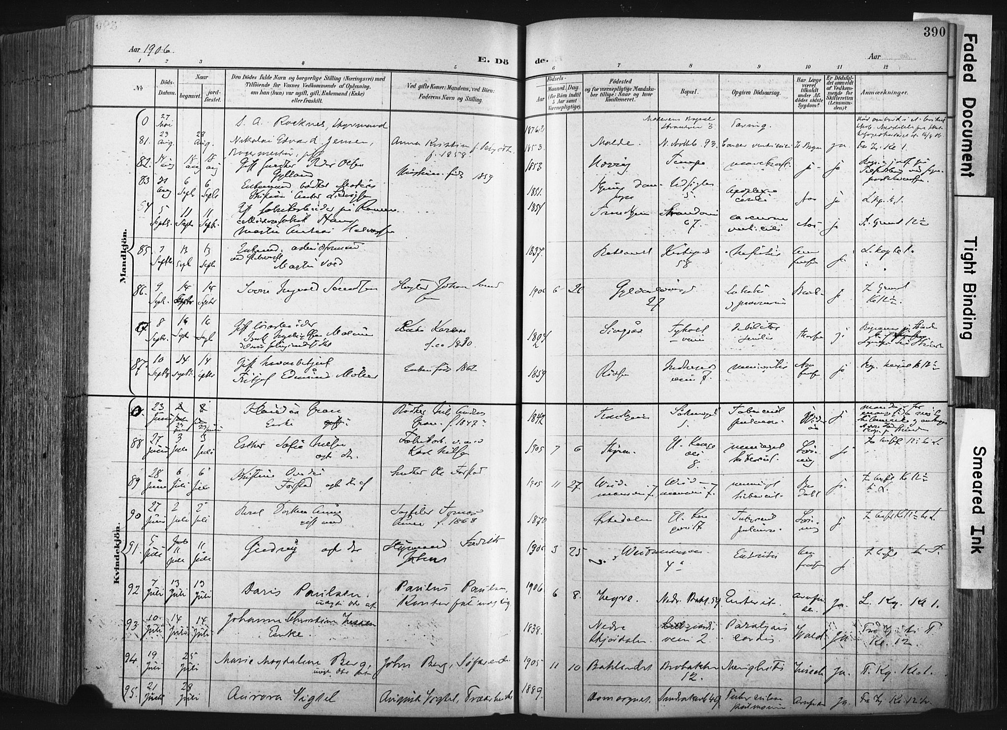 Ministerialprotokoller, klokkerbøker og fødselsregistre - Sør-Trøndelag, SAT/A-1456/604/L0201: Parish register (official) no. 604A21, 1901-1911, p. 390
