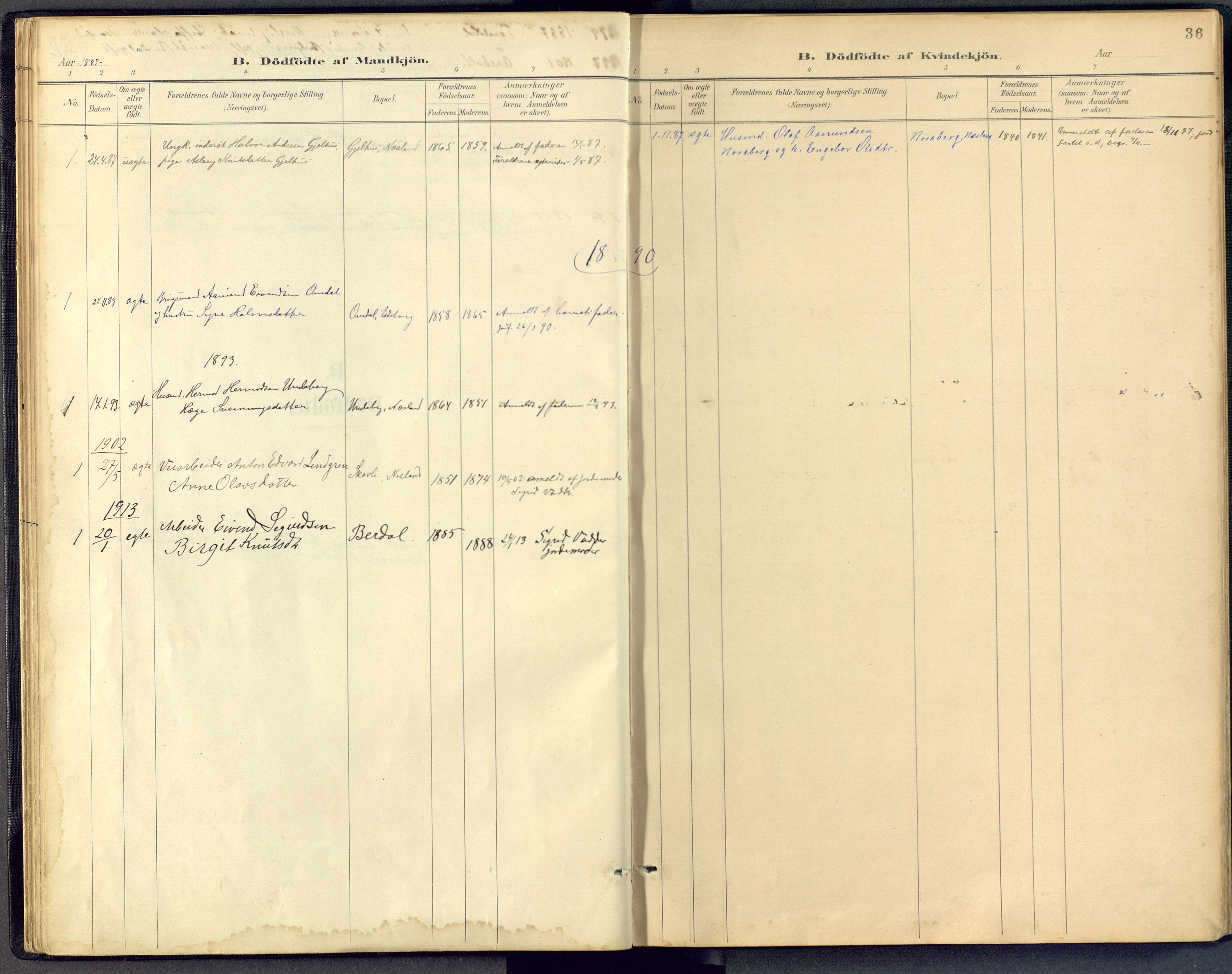 Vinje kirkebøker, AV/SAKO-A-312/F/Fb/L0002: Parish register (official) no. II 2, 1887-1925, p. 36