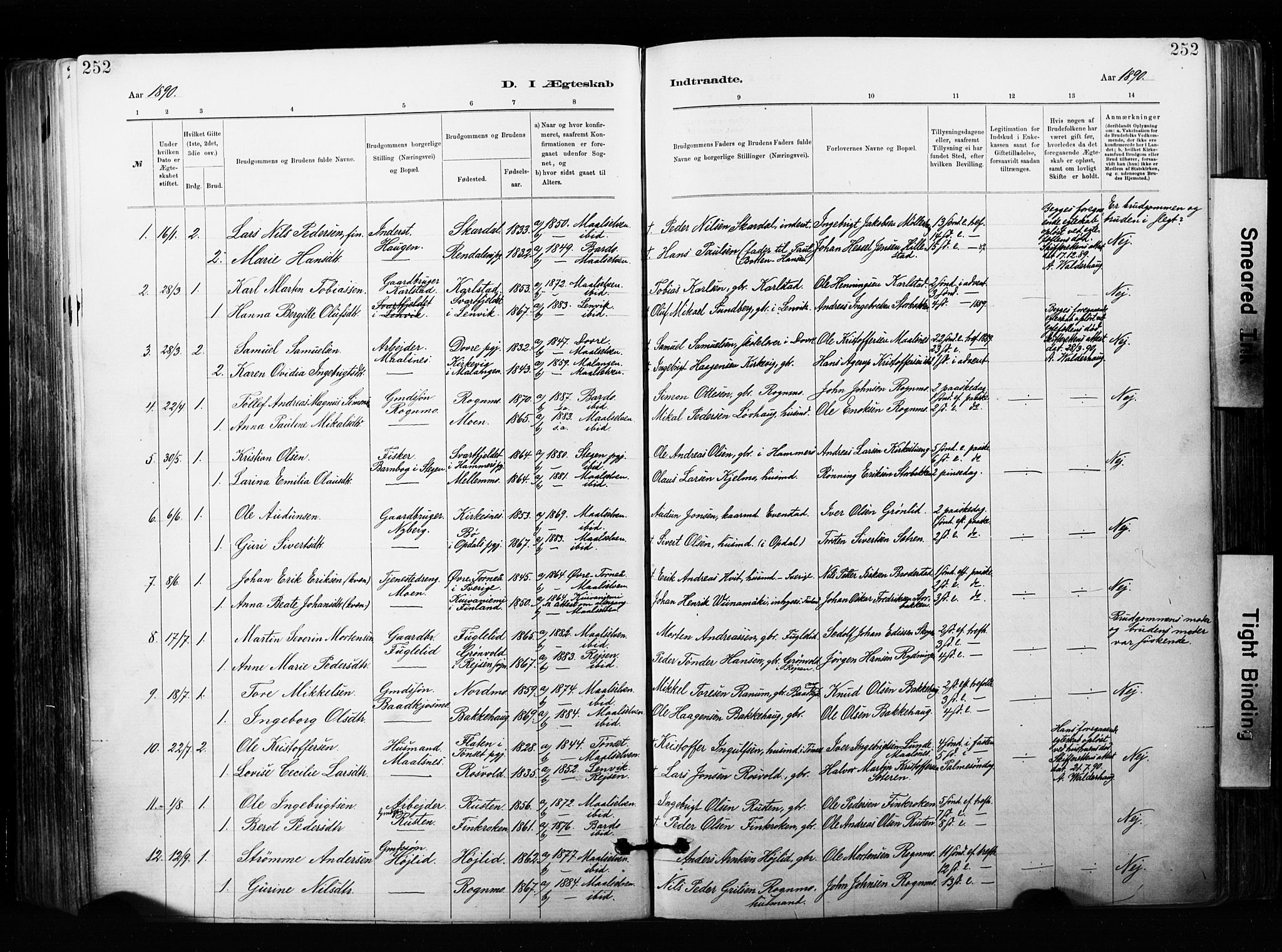 Målselv sokneprestembete, SATØ/S-1311/G/Ga/Gaa/L0007kirke: Parish register (official) no. 7, 1884-1903, p. 252