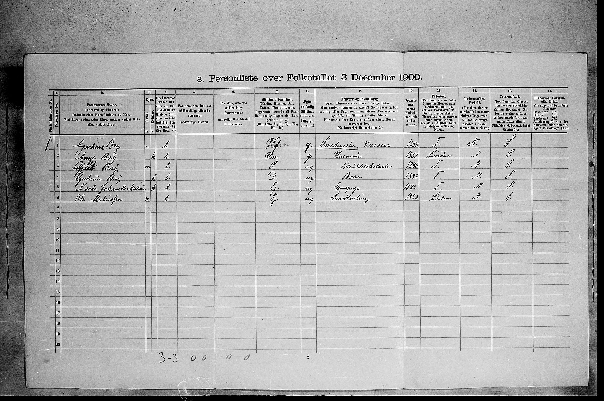 SAH, 1900 census for Elverum, 1900, p. 918
