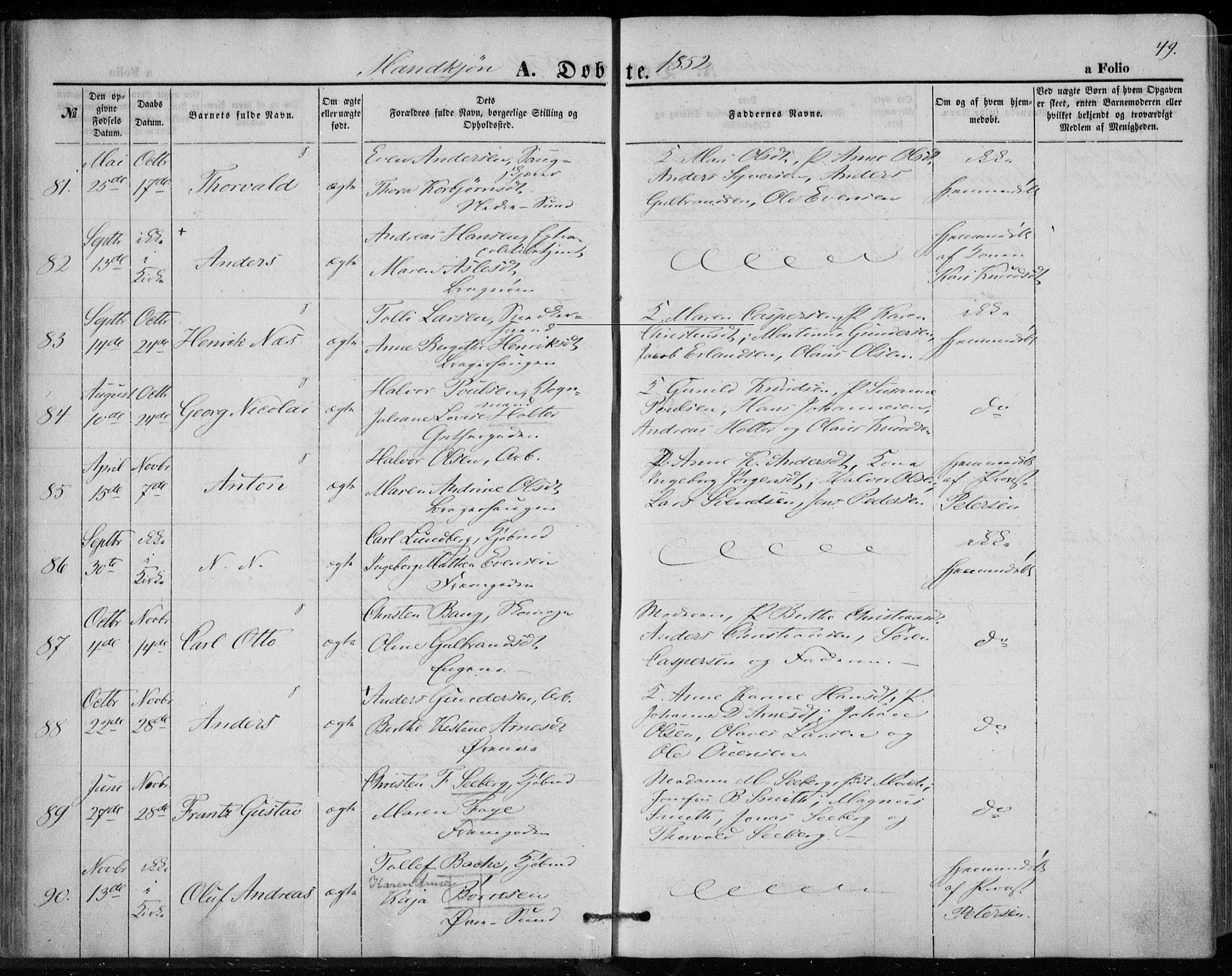 Bragernes kirkebøker, SAKO/A-6/F/Fb/L0002: Parish register (official) no. II 2, 1848-1859, p. 49