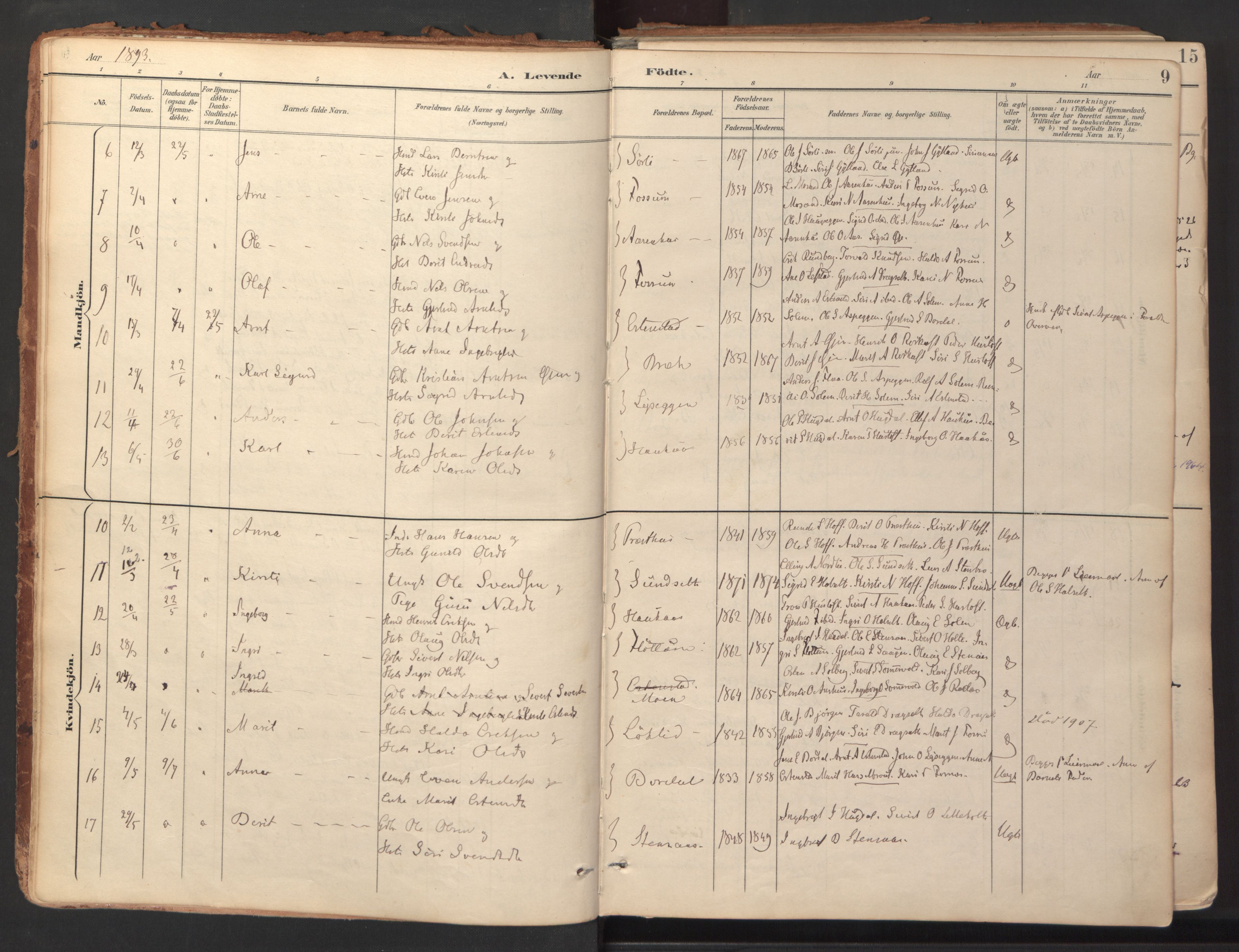 Ministerialprotokoller, klokkerbøker og fødselsregistre - Sør-Trøndelag, SAT/A-1456/689/L1041: Parish register (official) no. 689A06, 1891-1923, p. 9