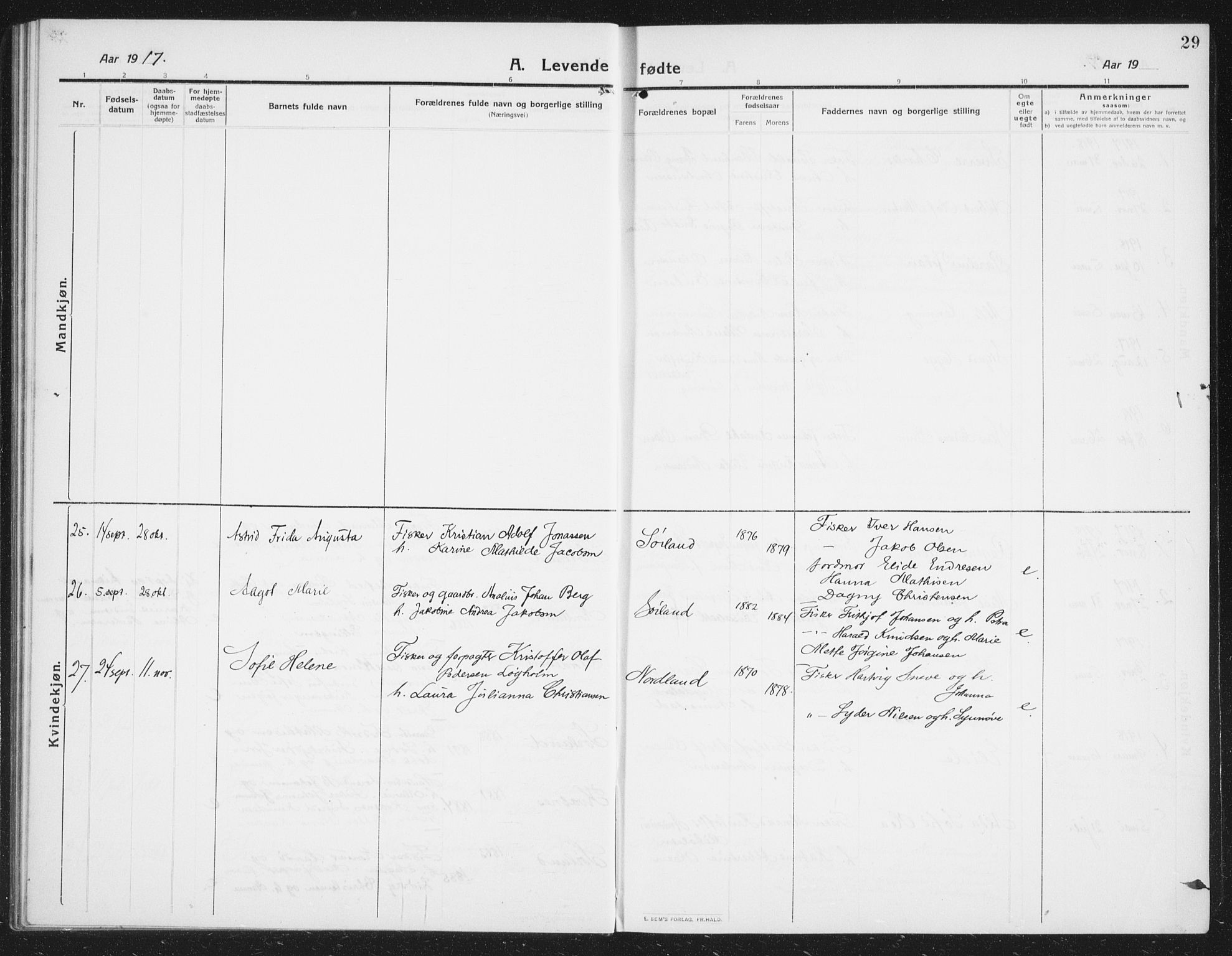 Ministerialprotokoller, klokkerbøker og fødselsregistre - Nordland, AV/SAT-A-1459/807/L0124: Parish register (copy) no. 807C02, 1910-1935, p. 29