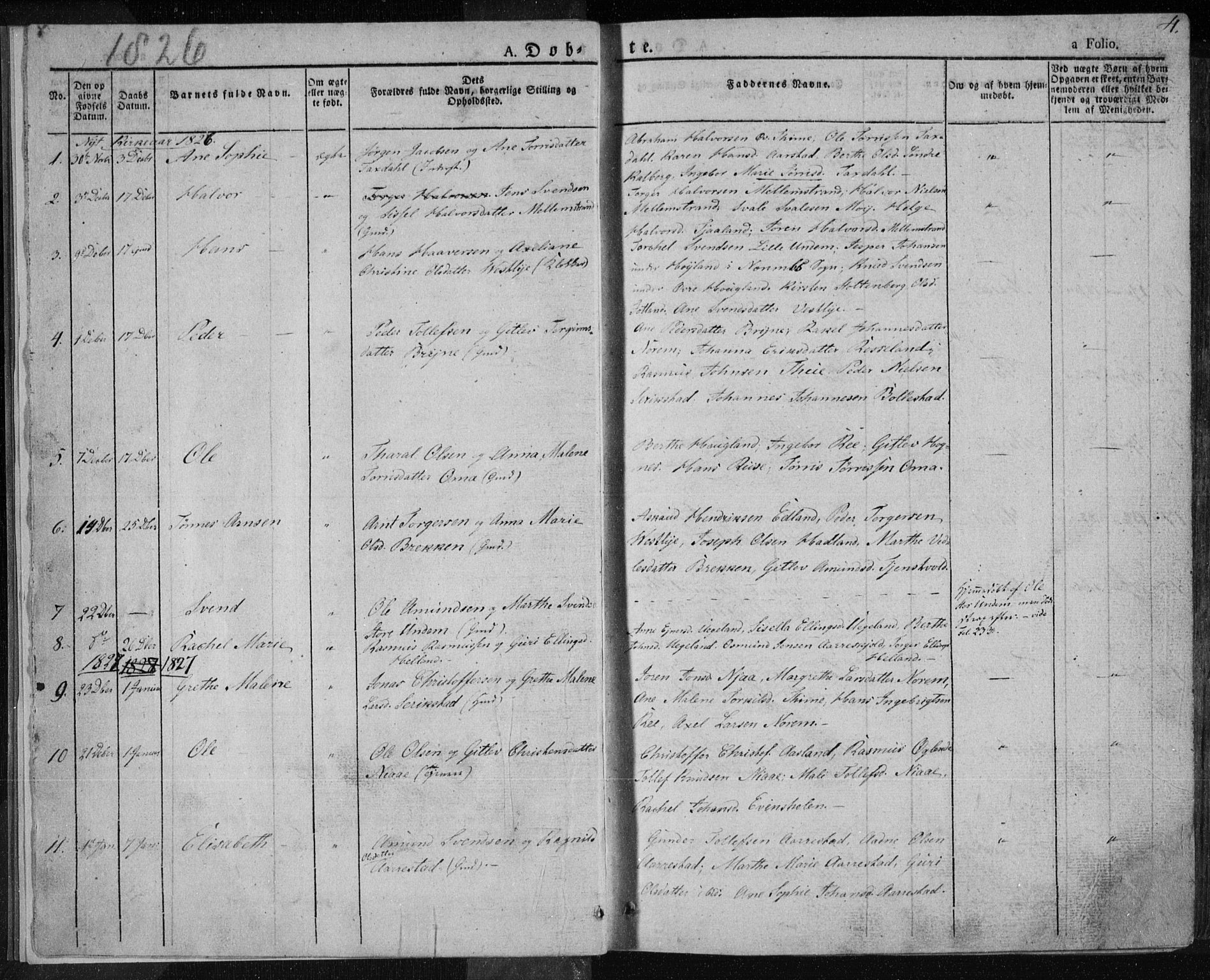 Lye sokneprestkontor, SAST/A-101794/001/30BA/L0004: Parish register (official) no. A 4, 1826-1841, p. 4