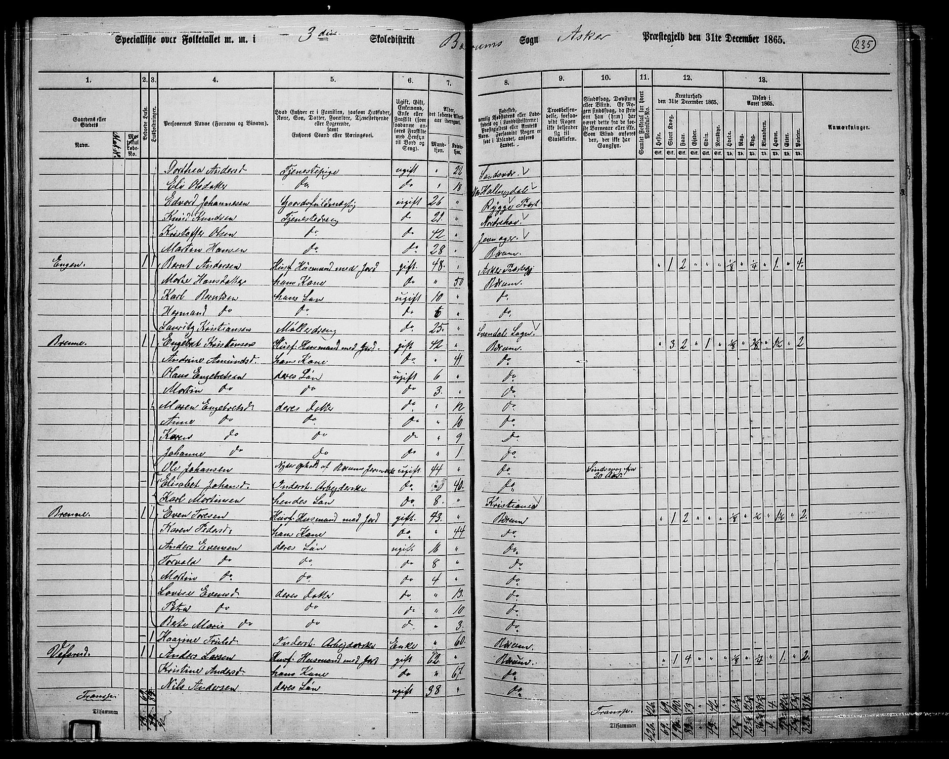 RA, 1865 census for Asker, 1865, p. 227