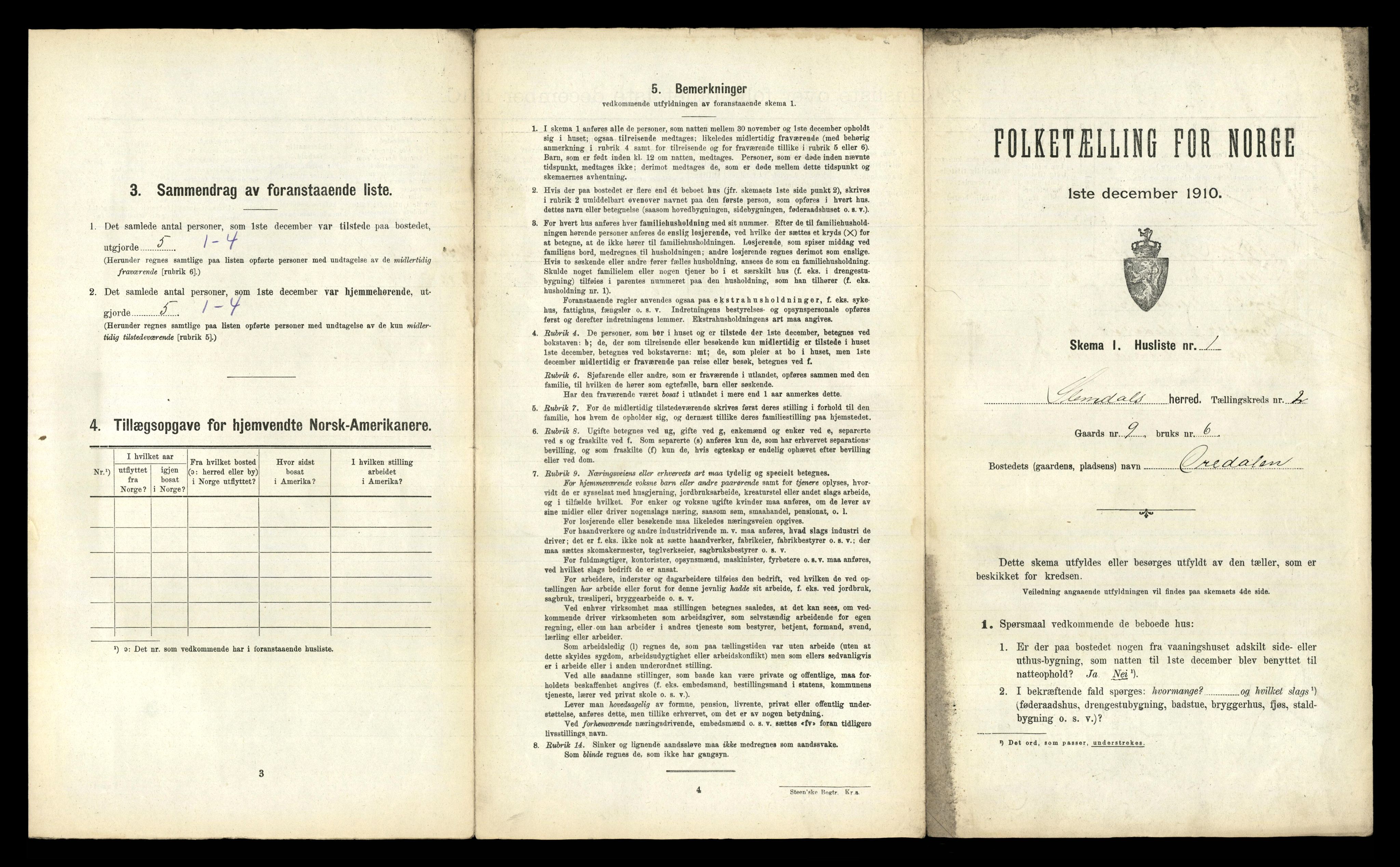 RA, 1910 census for Slemdal, 1910, p. 51