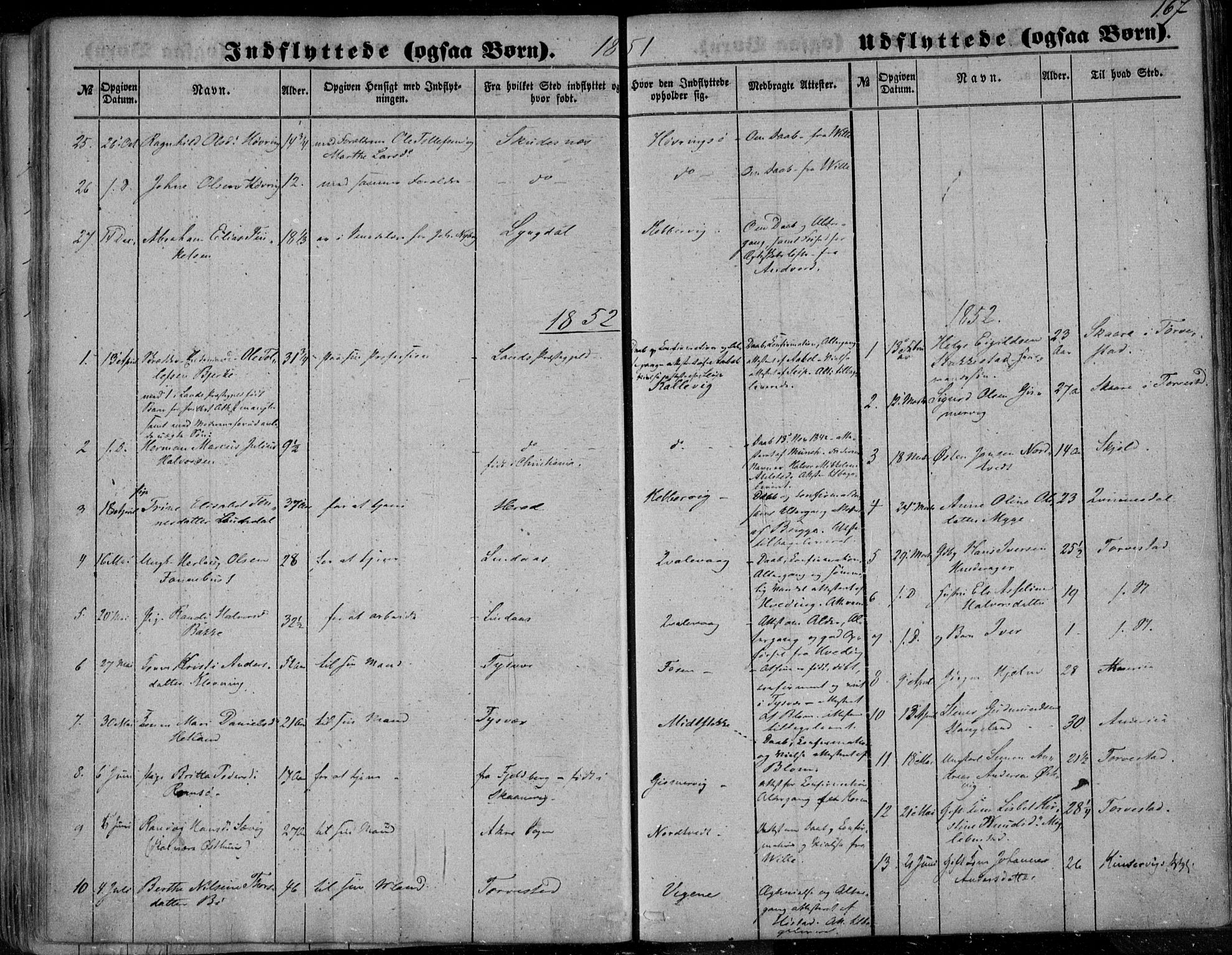 Avaldsnes sokneprestkontor, SAST/A -101851/H/Ha/Haa/L0008: Parish register (official) no. A 8, 1847-1857, p. 167