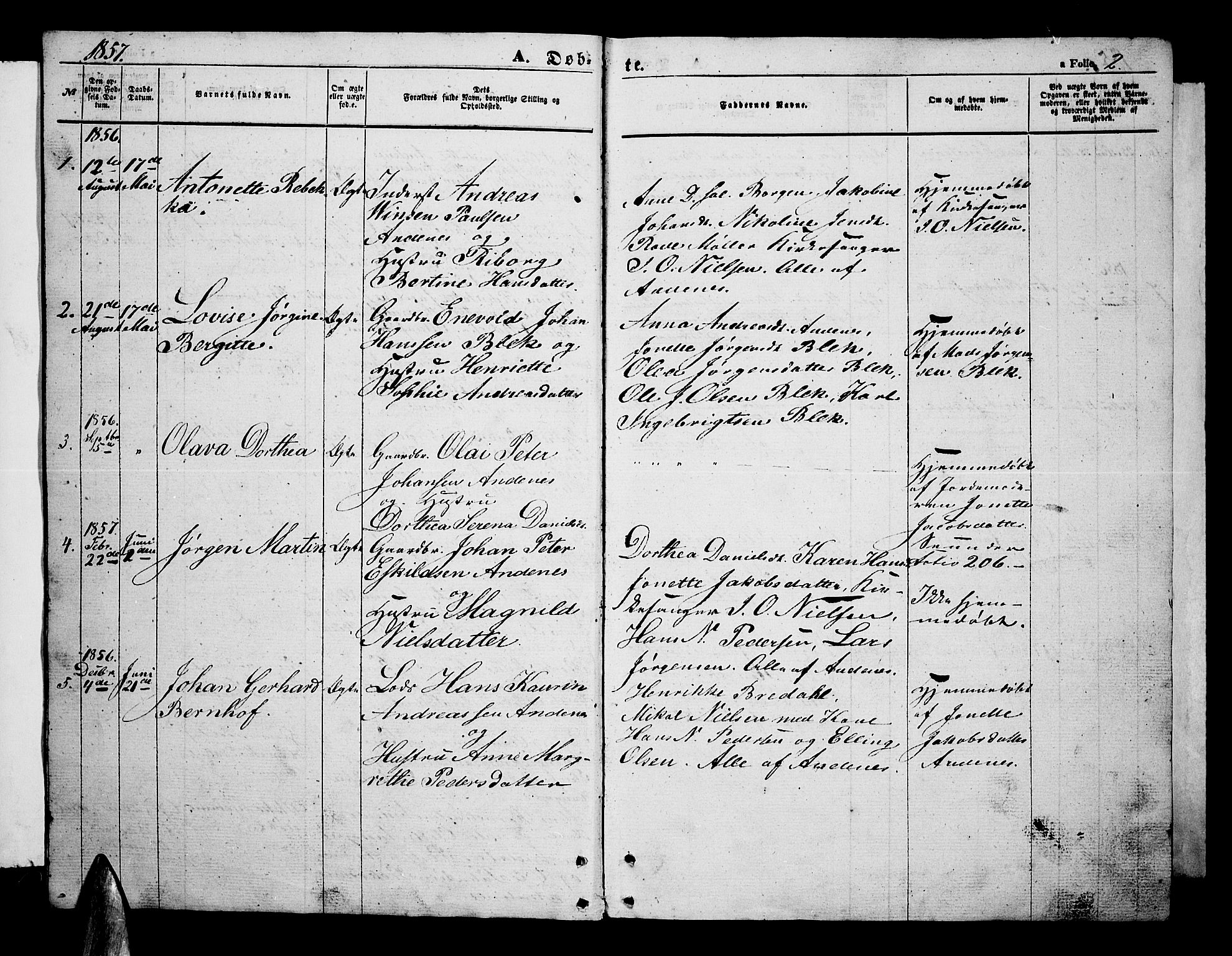 Ministerialprotokoller, klokkerbøker og fødselsregistre - Nordland, SAT/A-1459/899/L1447: Parish register (copy) no. 899C02, 1855-1886, p. 2