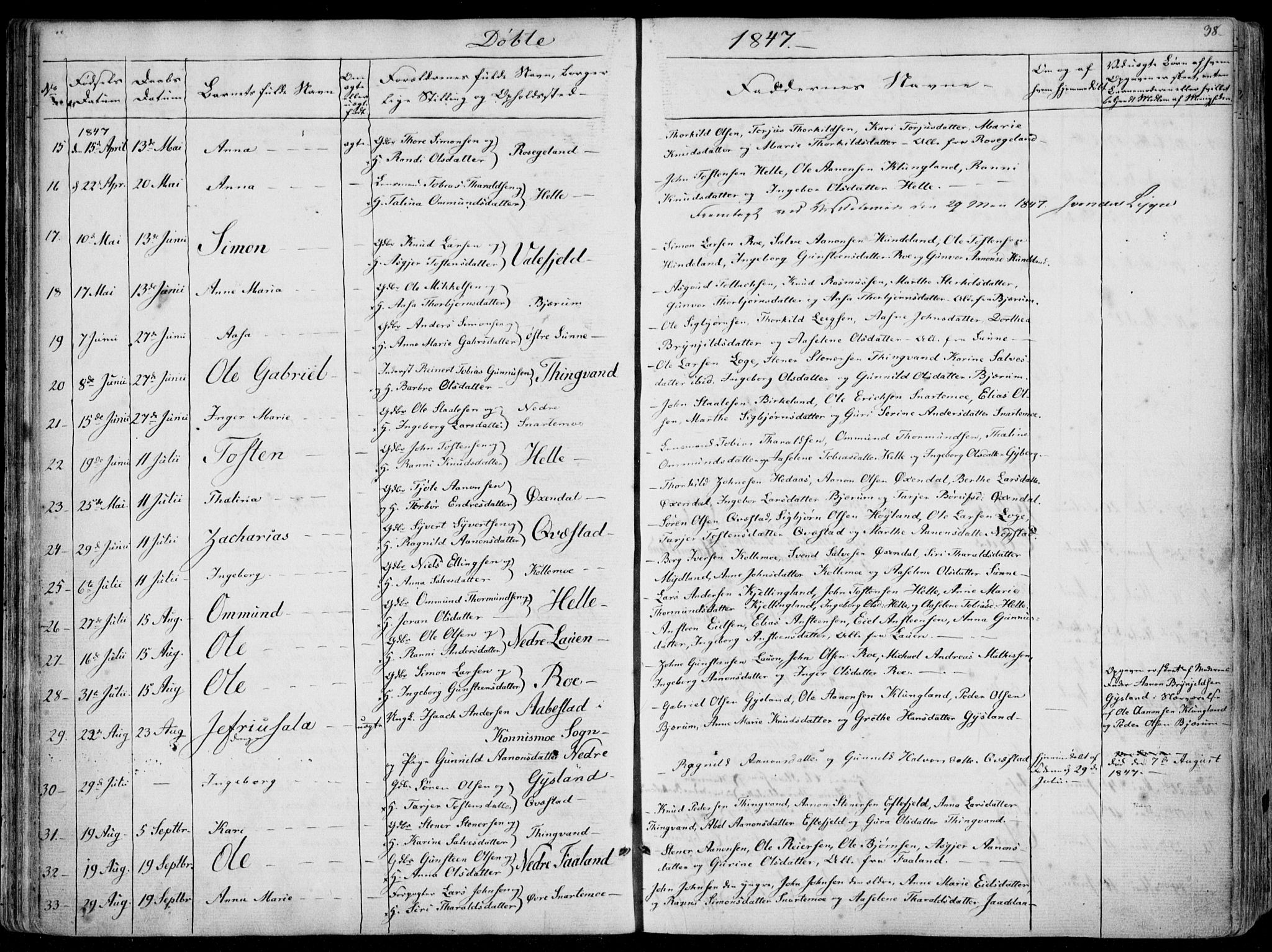 Hægebostad sokneprestkontor, SAK/1111-0024/F/Fa/Faa/L0004: Parish register (official) no. A 4, 1834-1864, p. 38