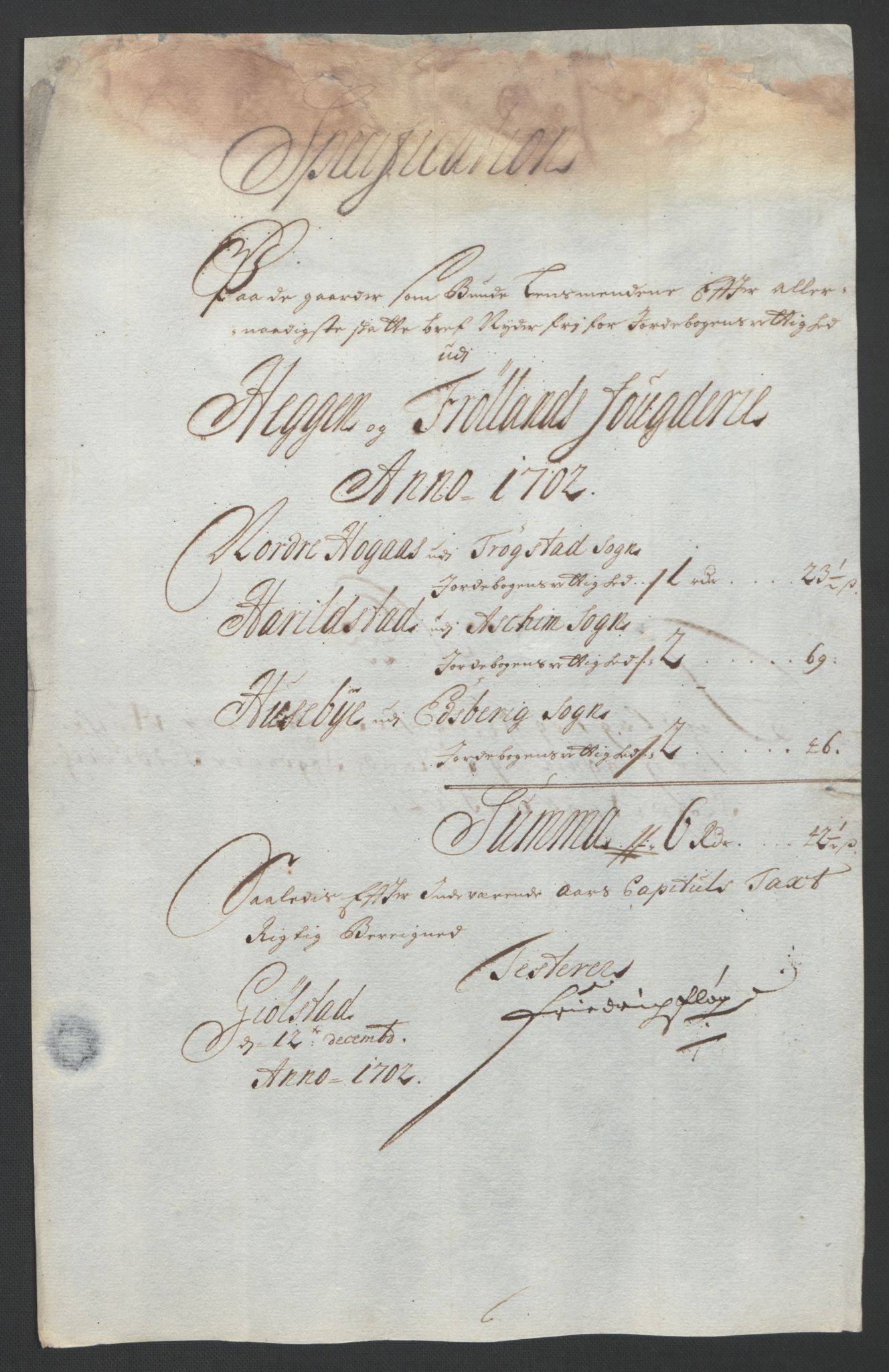 Rentekammeret inntil 1814, Reviderte regnskaper, Fogderegnskap, AV/RA-EA-4092/R07/L0294: Fogderegnskap Rakkestad, Heggen og Frøland, 1702, p. 330