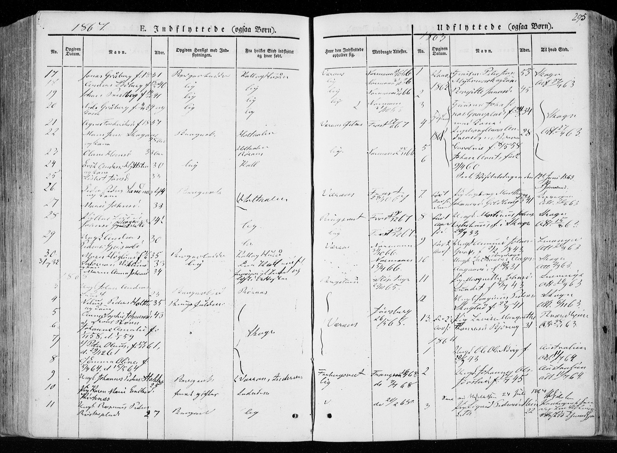 Ministerialprotokoller, klokkerbøker og fødselsregistre - Nord-Trøndelag, AV/SAT-A-1458/722/L0218: Parish register (official) no. 722A05, 1843-1868, p. 295