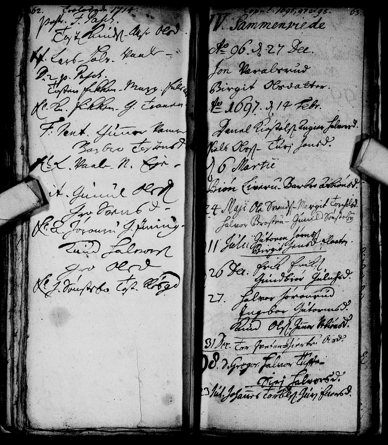 Nore kirkebøker, SAKO/A-238/F/Fc/L0001: Parish register (official) no. III 1, 1696-1714, p. 62-63