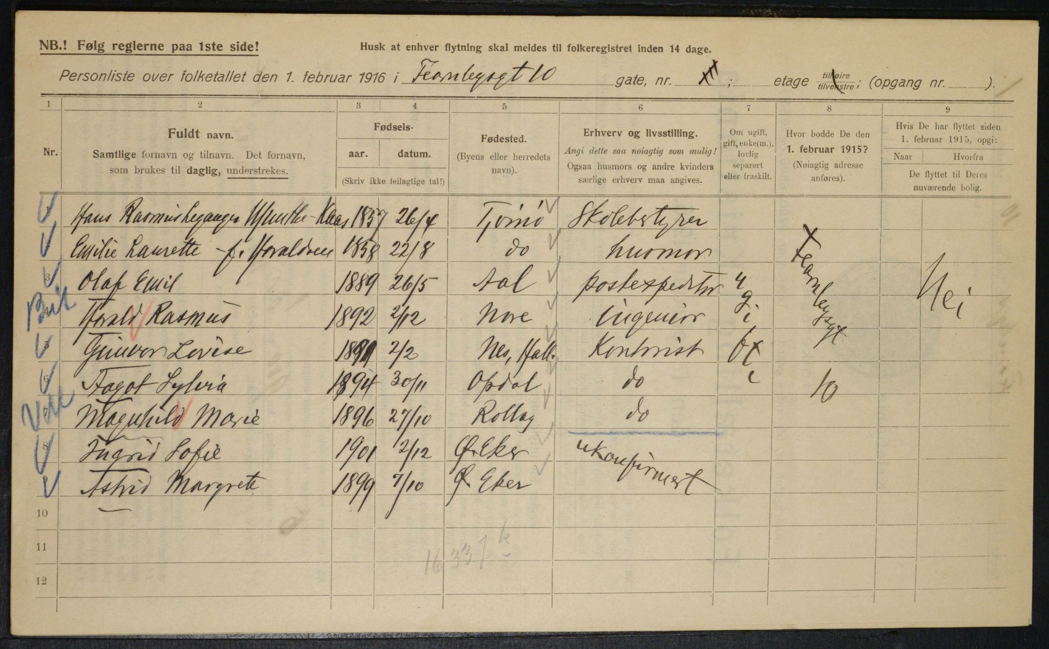 OBA, Municipal Census 1916 for Kristiania, 1916, p. 24350