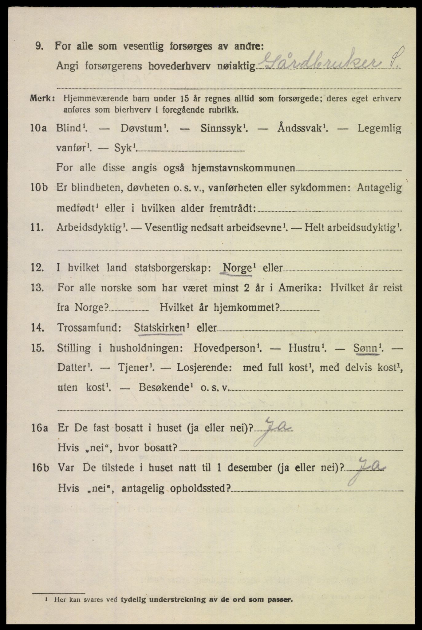 SAK, 1920 census for Fjotland, 1920, p. 891