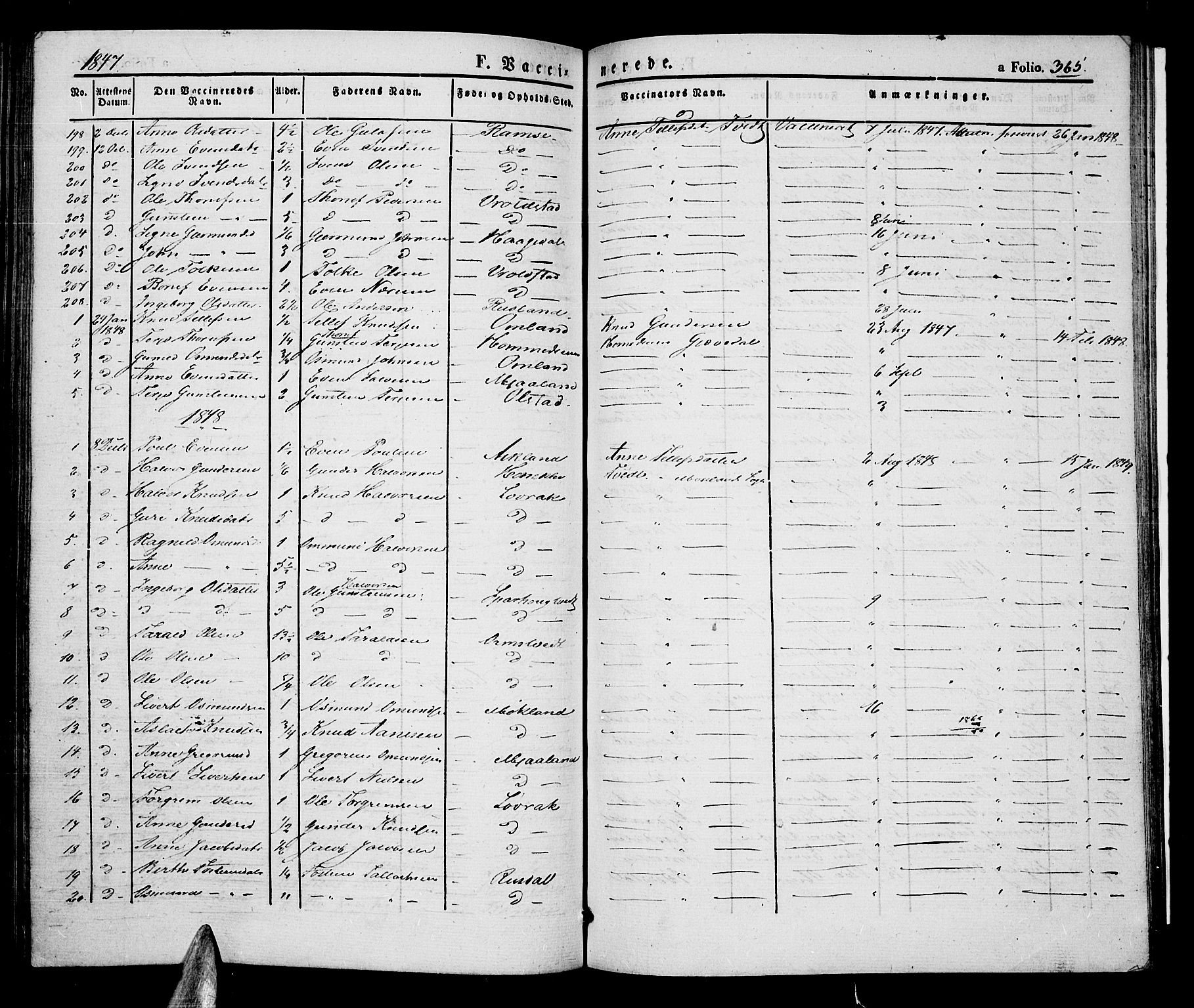 Åmli sokneprestkontor, SAK/1111-0050/F/Fa/Fac/L0007: Parish register (official) no. A 7 /1, 1829-1851, p. 365